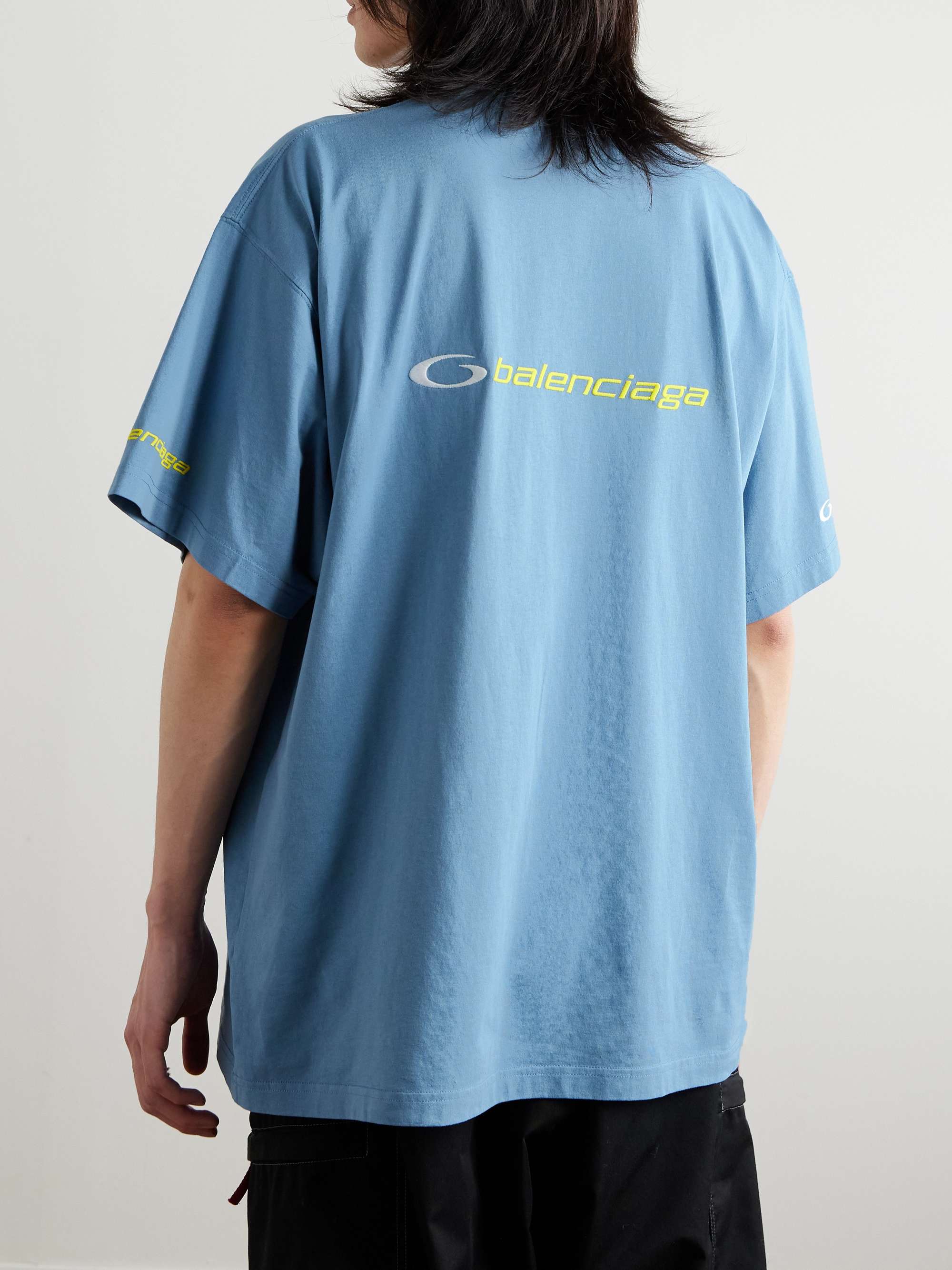 Oversized Logo-Embroidered Cotton-Jersey T-Shirt view