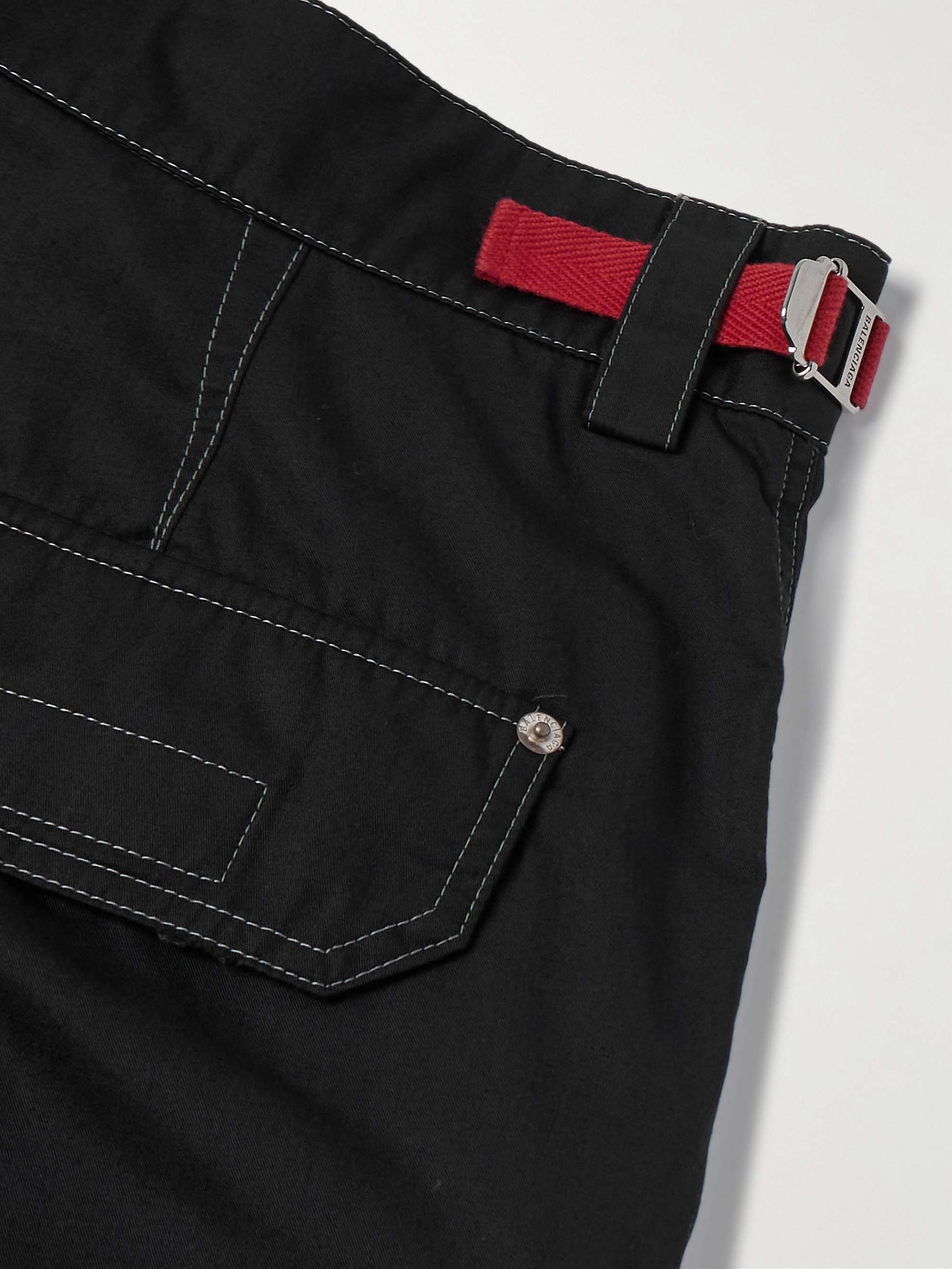 Wide-Leg Convertible Logo-Embroidered Twill Cargo Trousers view