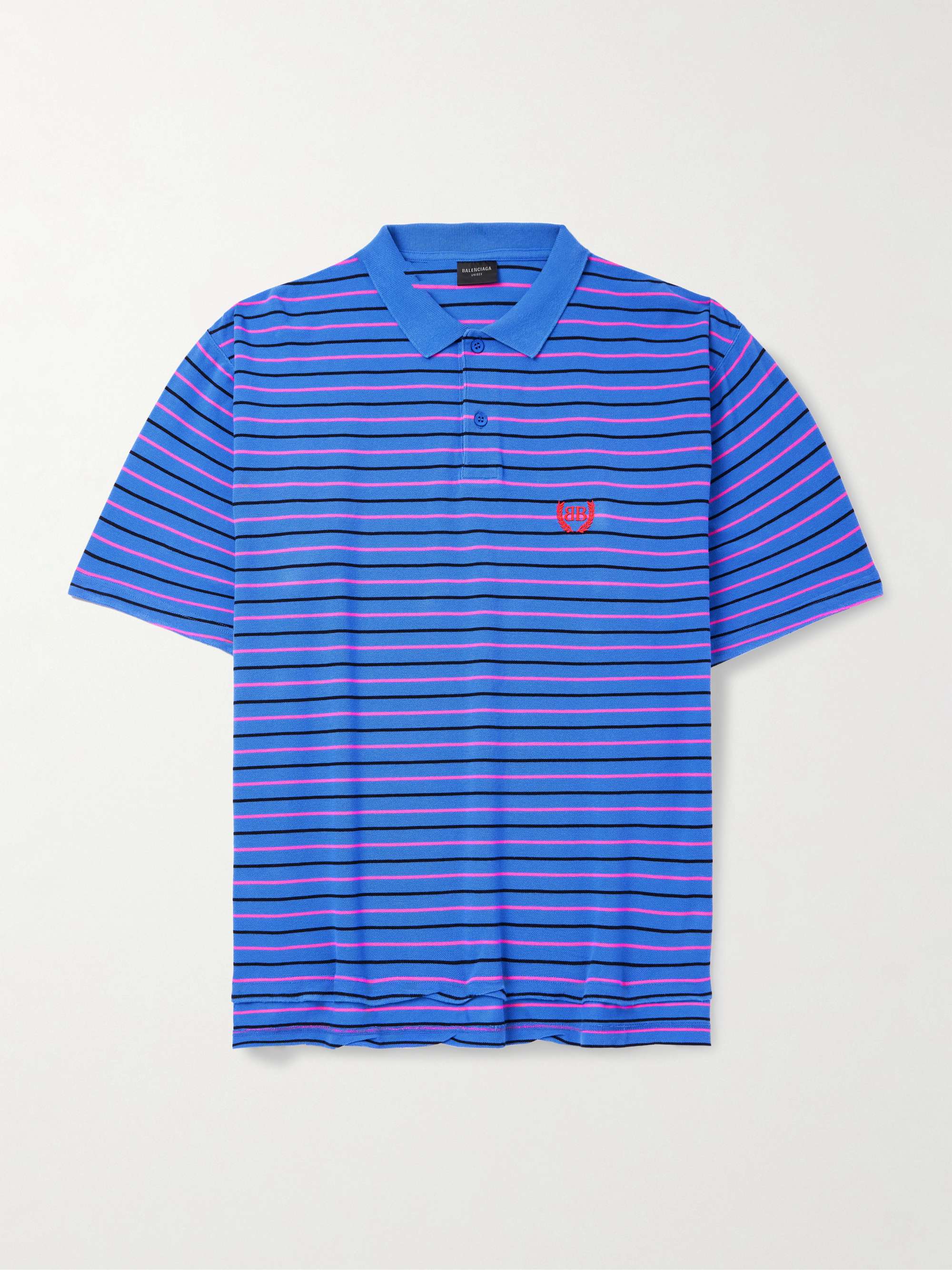 Oversized Striped Cotton-Piqué Polo Shirt view