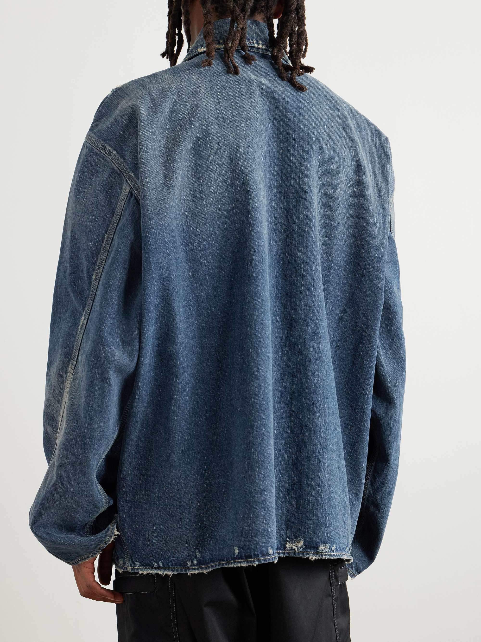 Oversized Distressed Denim Jacket view