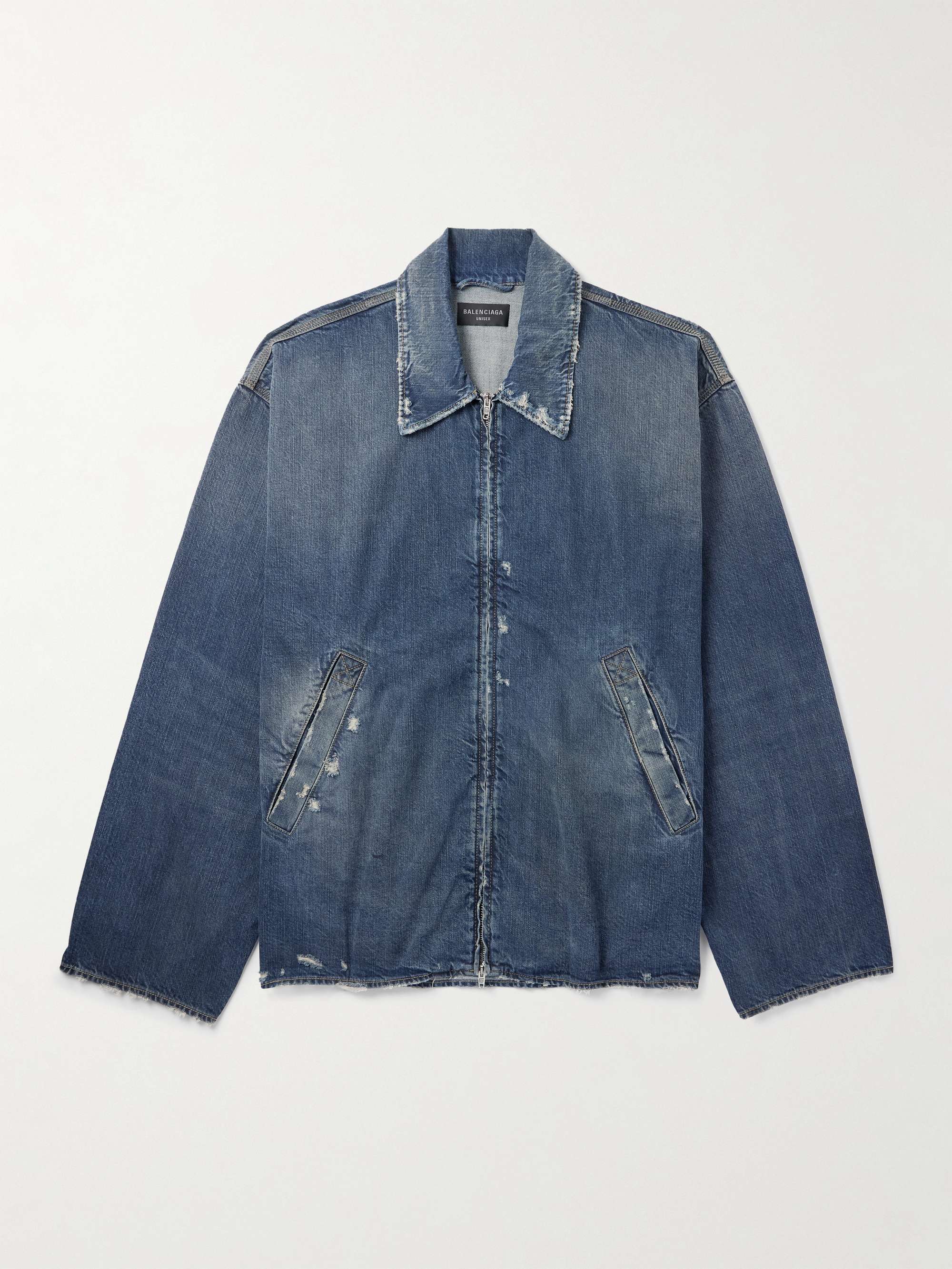 Oversized Distressed Denim Jacket view