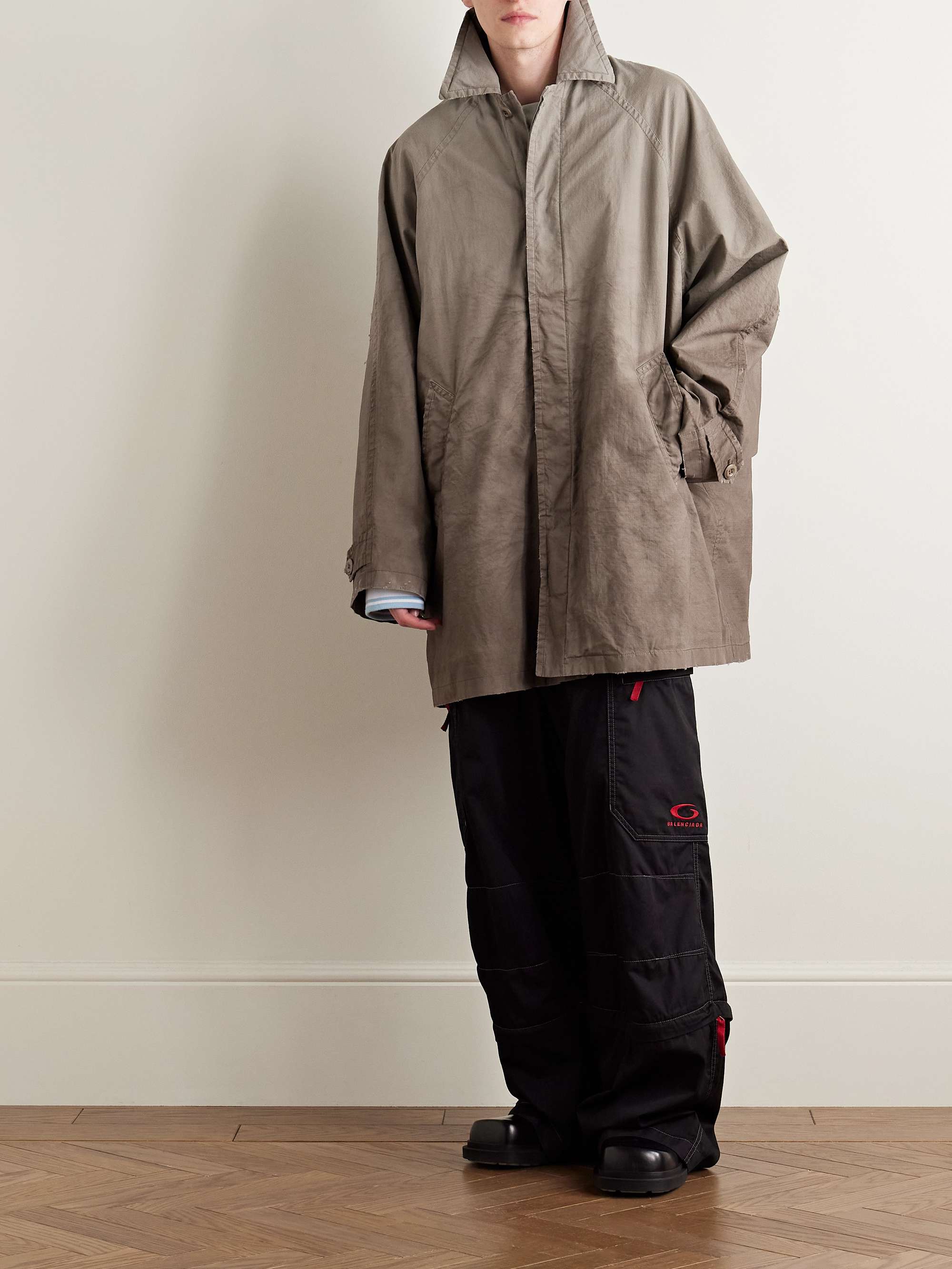 Oversized Distressed Cotton-Ripstop Car Coat view