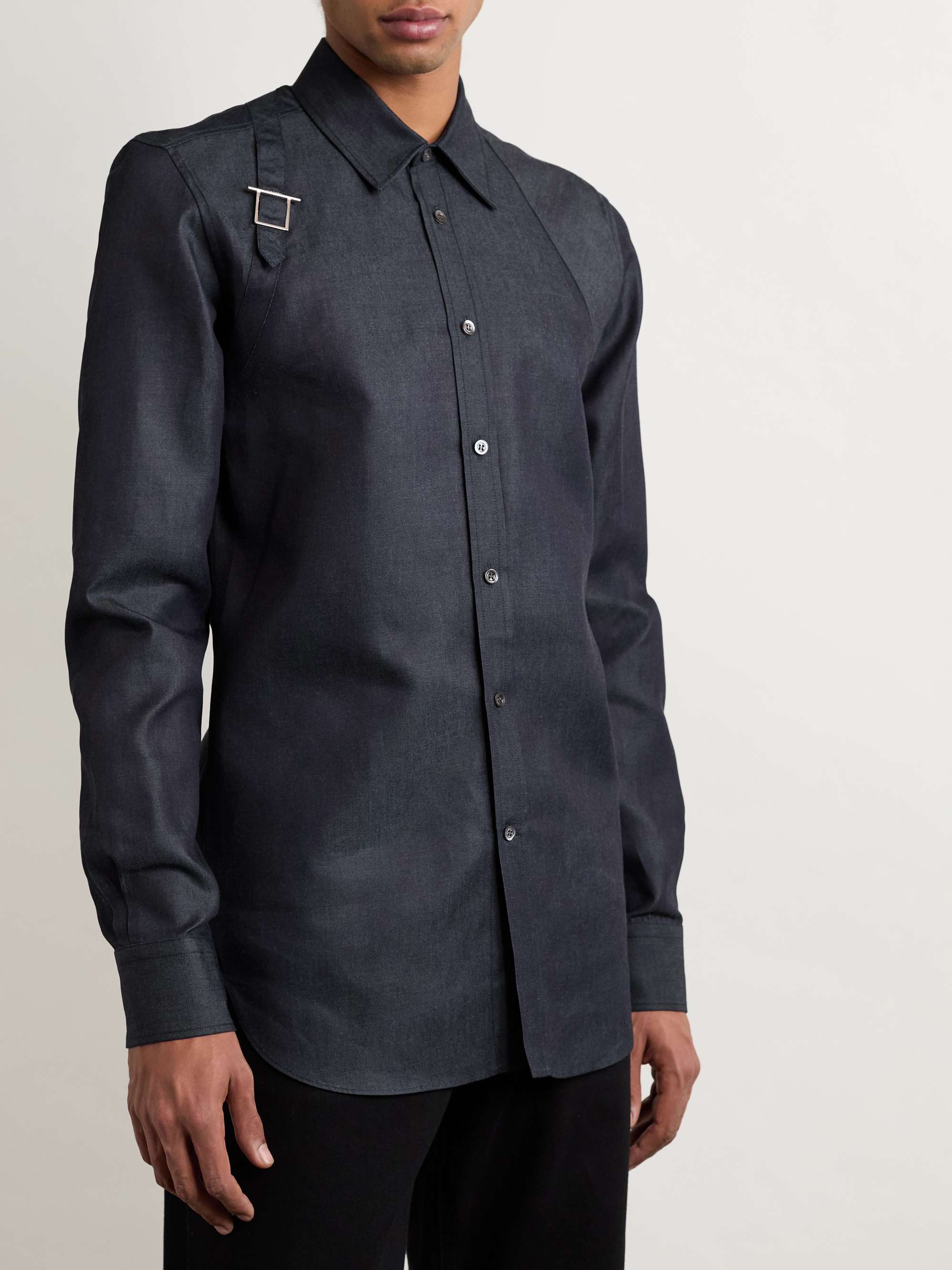 Buckle-Detailed Cotton and Lyocell-Blend Shirt view