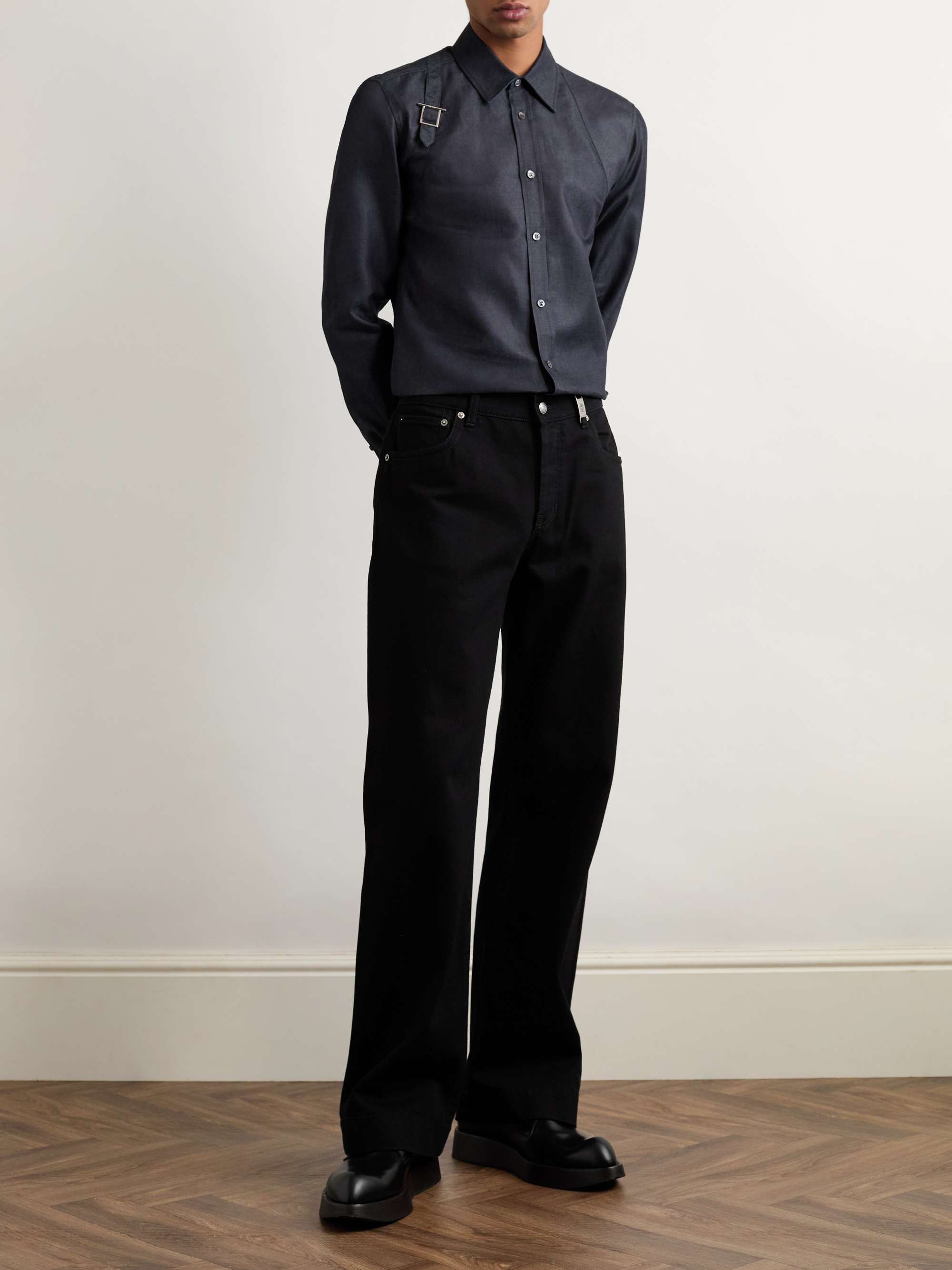 Buckle-Detailed Cotton and Lyocell-Blend Shirt view