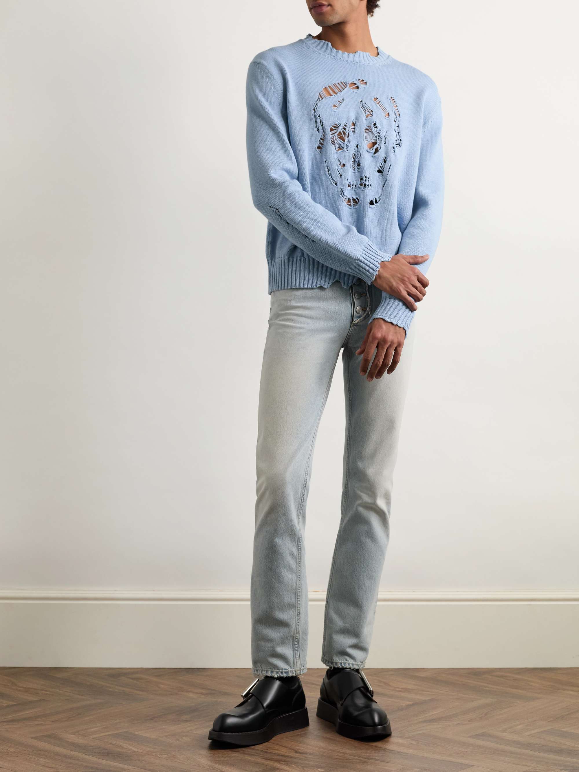 Distressed Cotton Sweater view