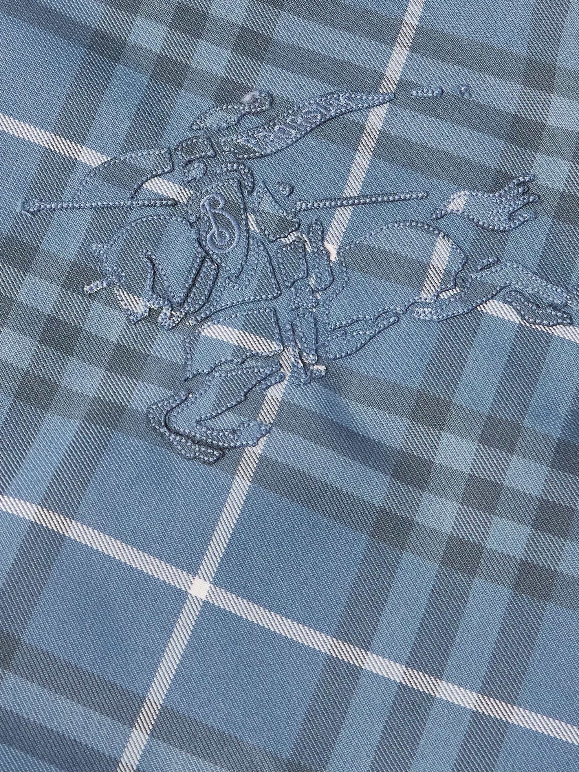 Oversized Reversible Logo-Appliquéd Checked Gabardine and Nylon Hooded Jacket view