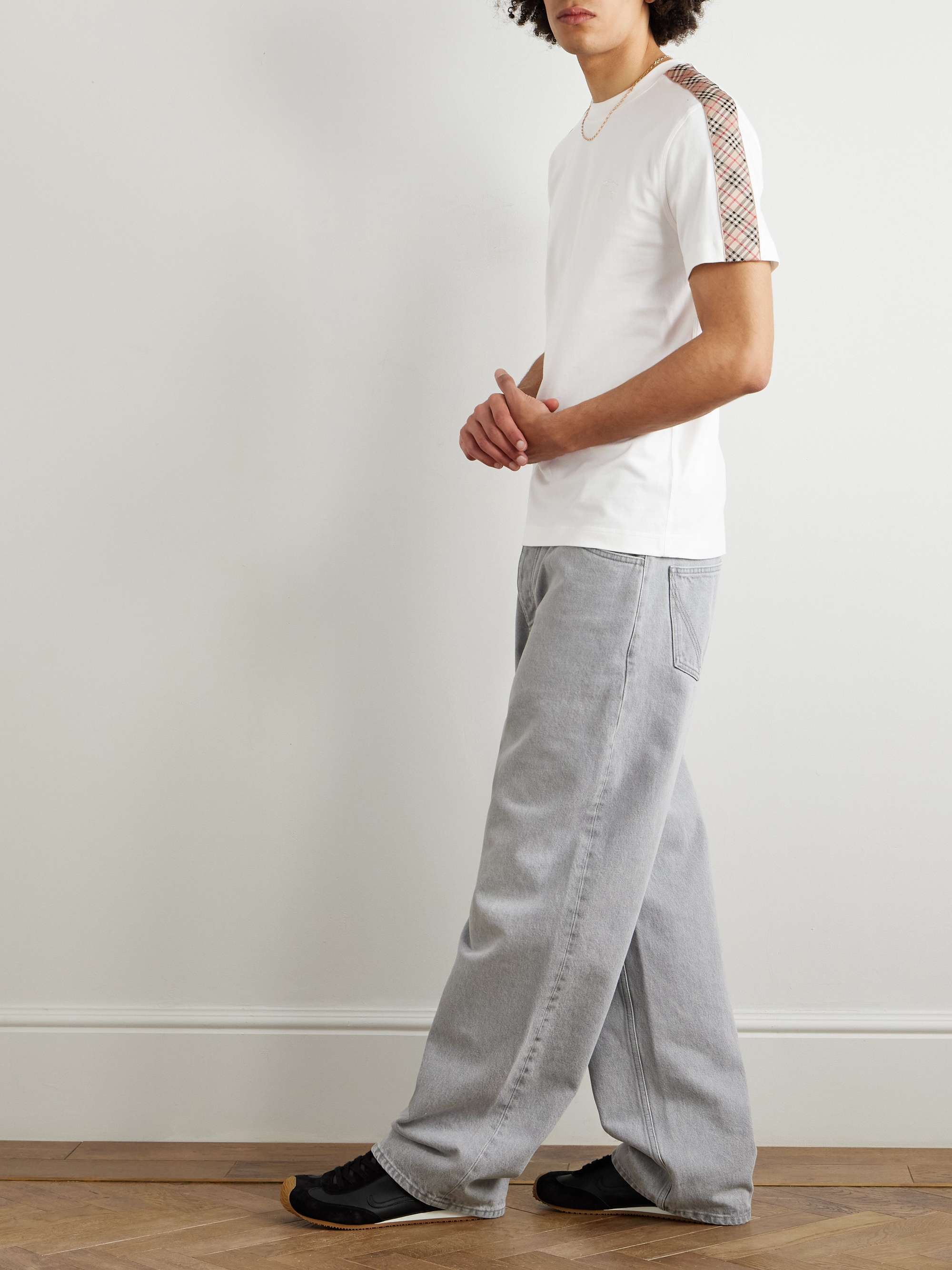 Checked Cotton-Jersey T-Shirt view