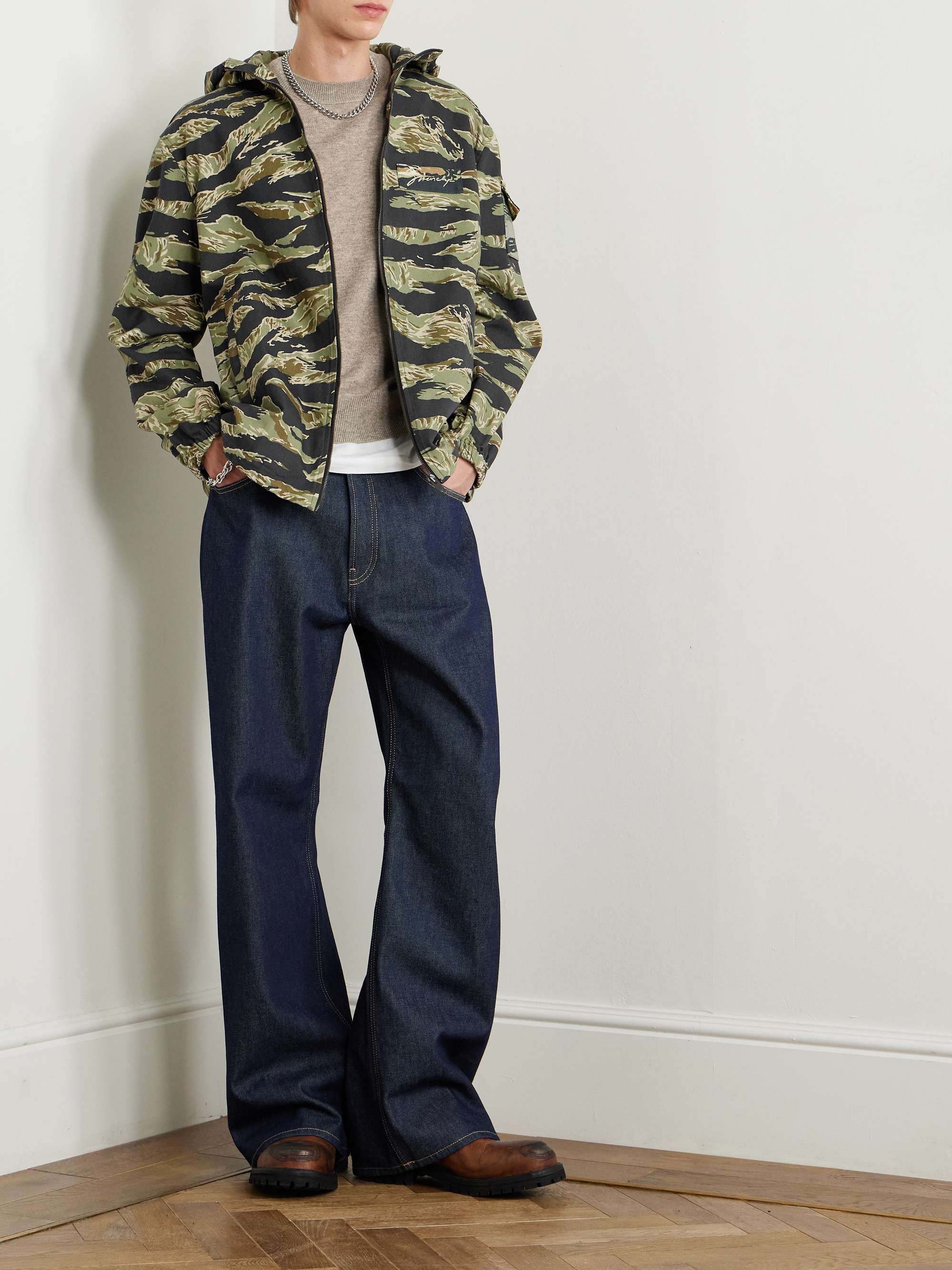 Camouflage-Print Cotton-Canvas Hooded Jacket view