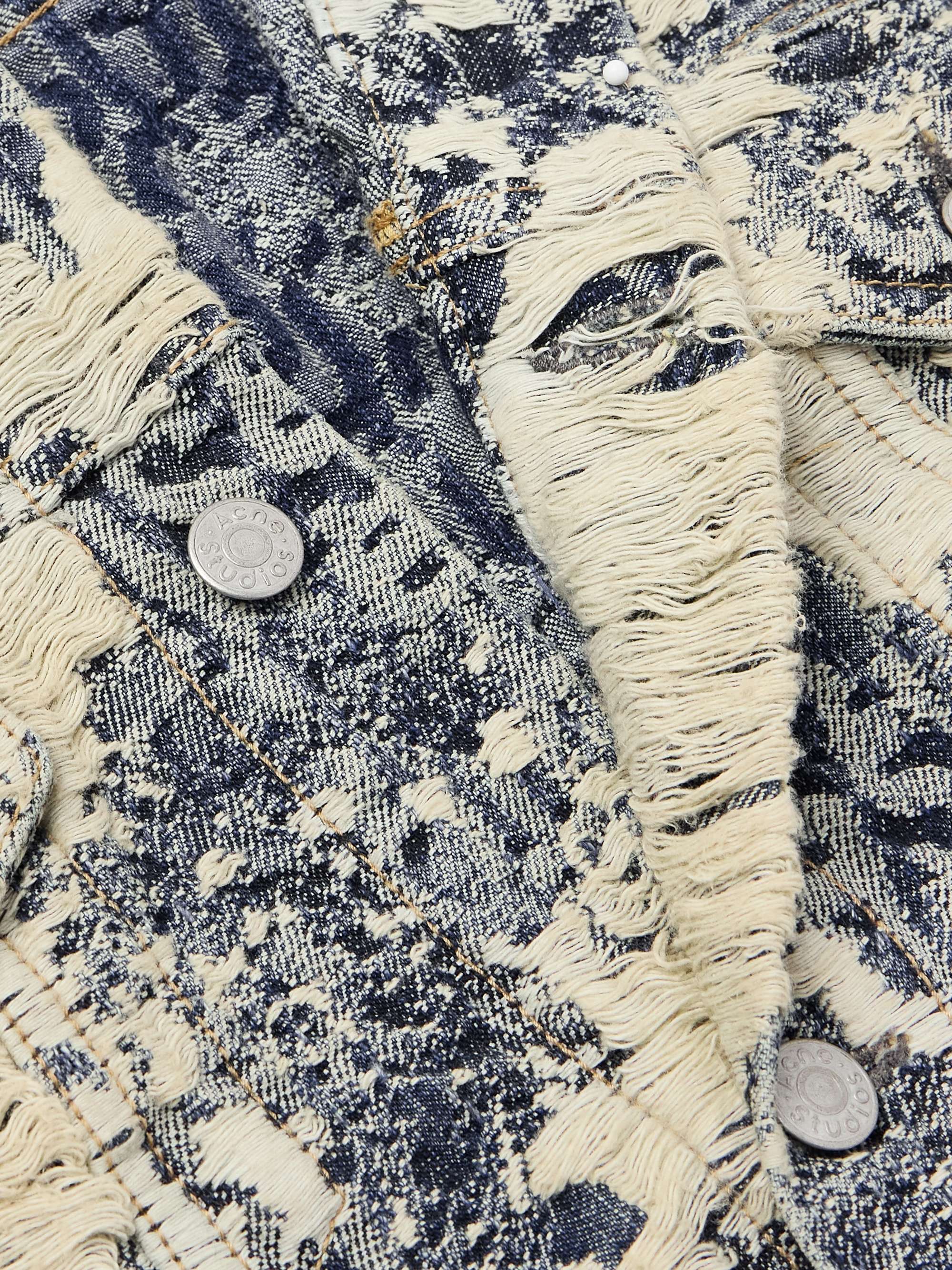 Distressed Logo-Jacquard Denim Hooded Jacket view