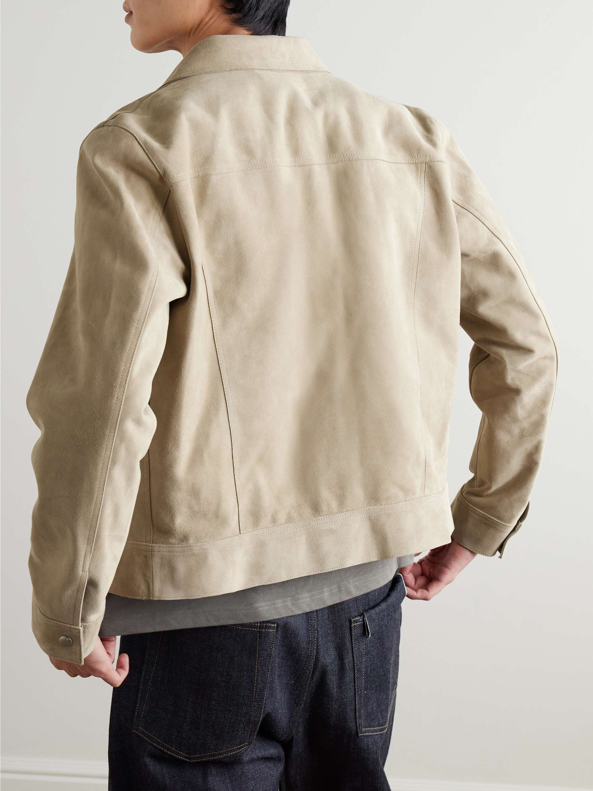 Slim-Fit Suede Trucker Jacket view