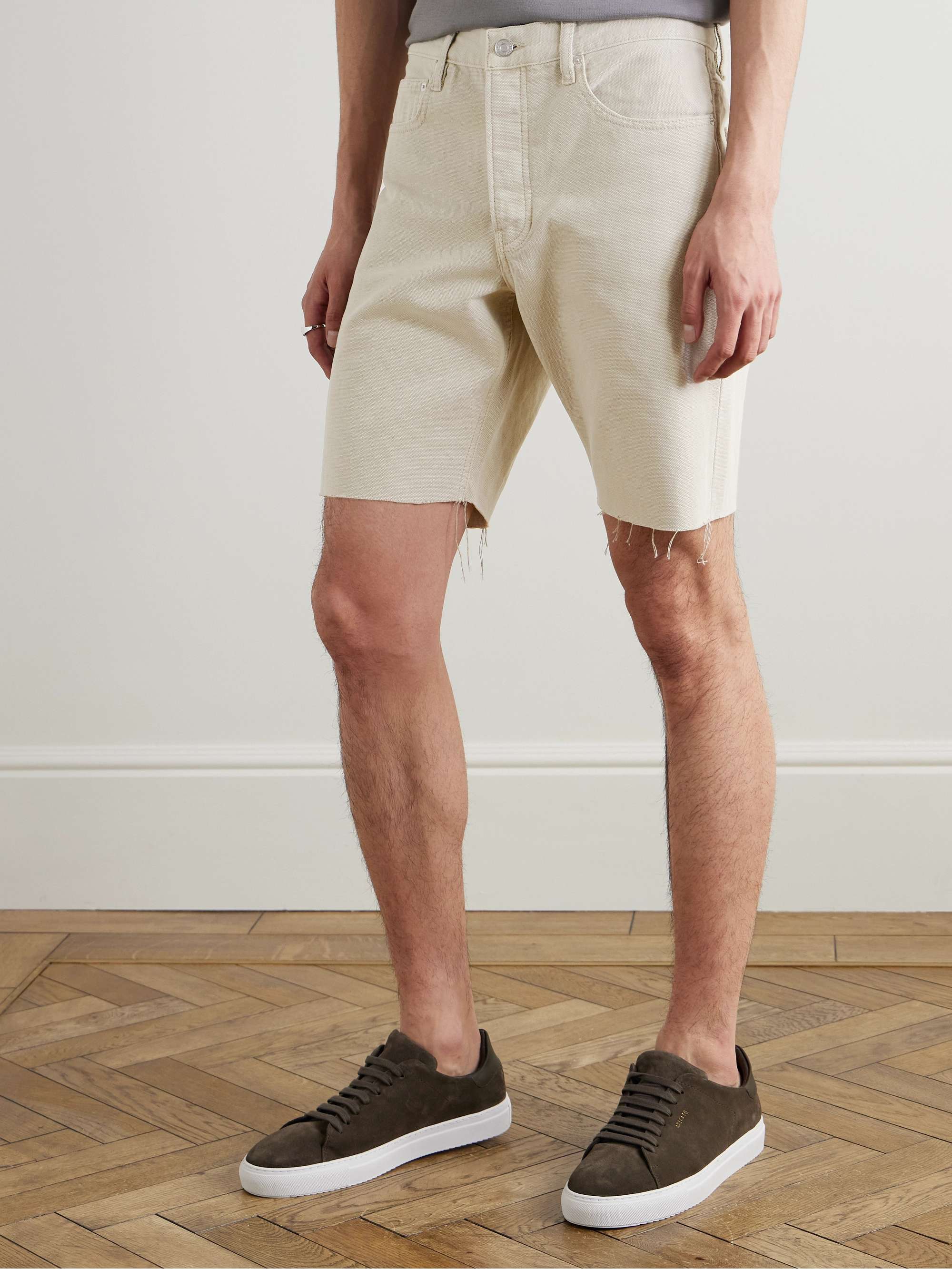 Distressed Straight-Leg Cotton-Canvas Shorts view