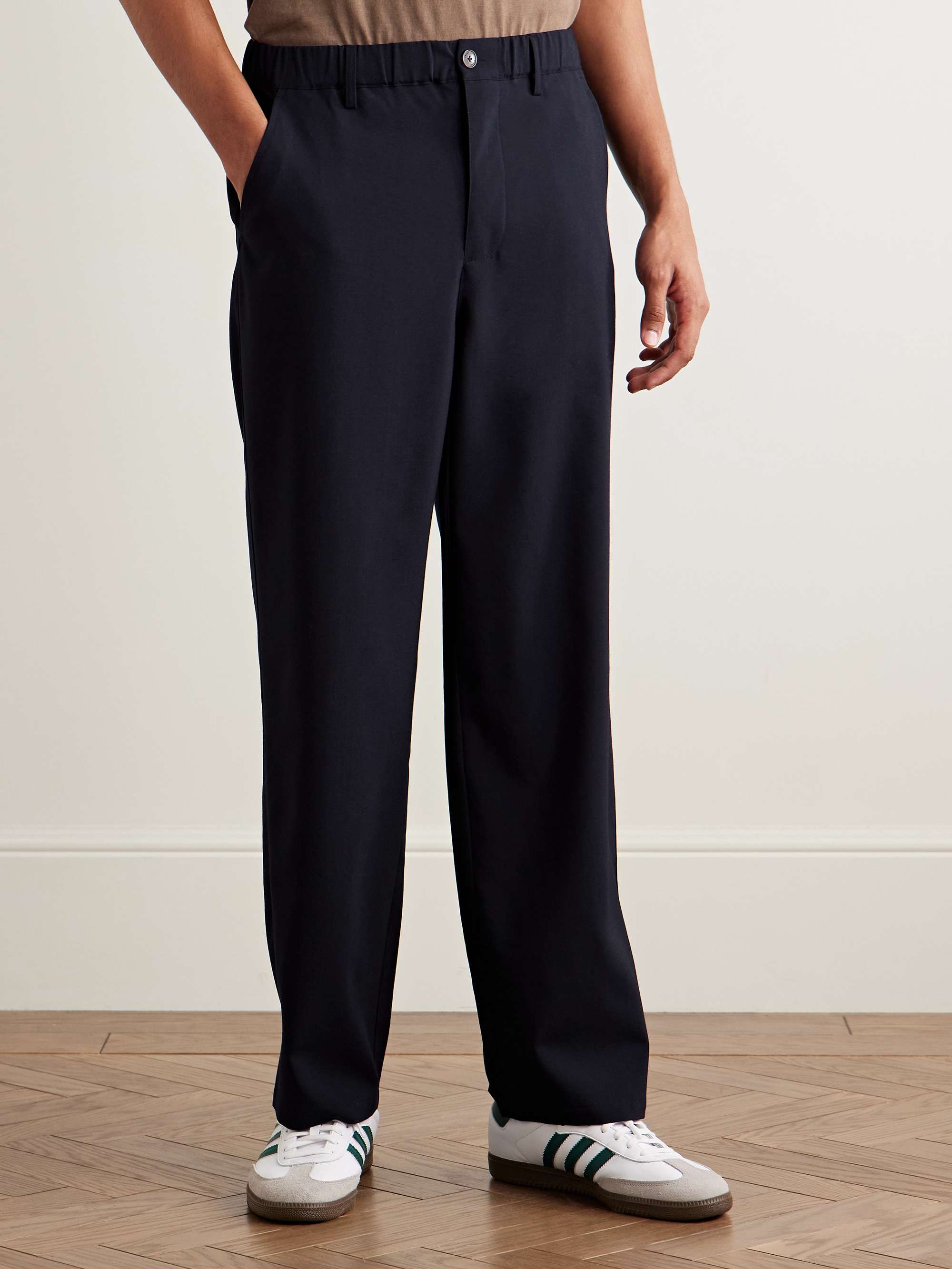 Easy Straight-Leg Wool-Twill Trousers view