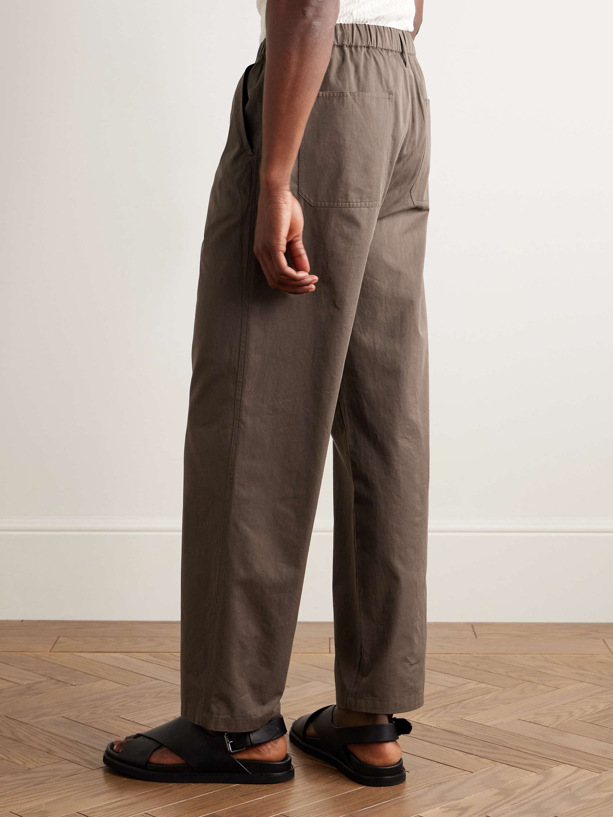 Easy Straight-Leg Cotton-Twill Trousers view