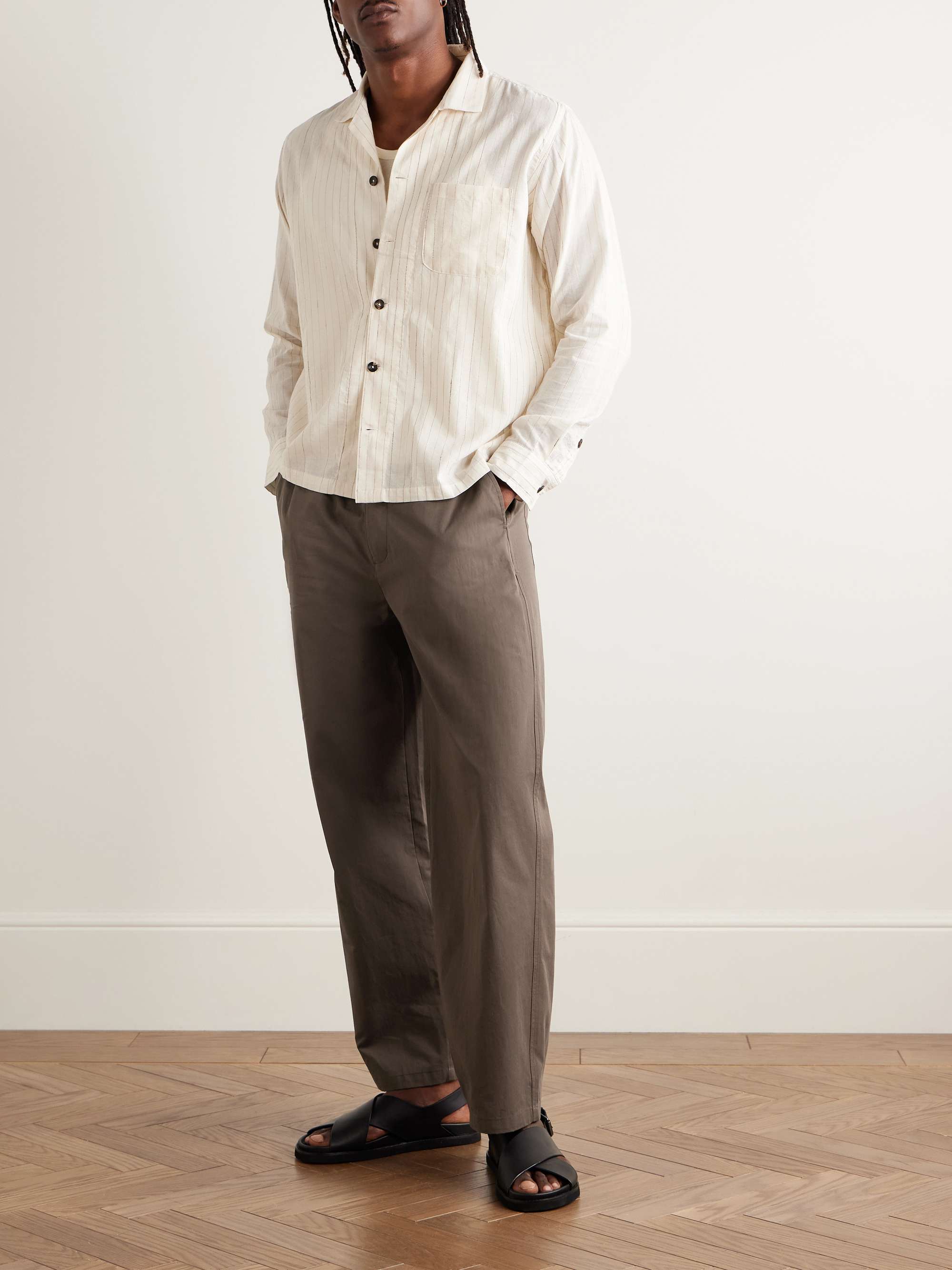 Easy Straight-Leg Cotton-Twill Trousers view