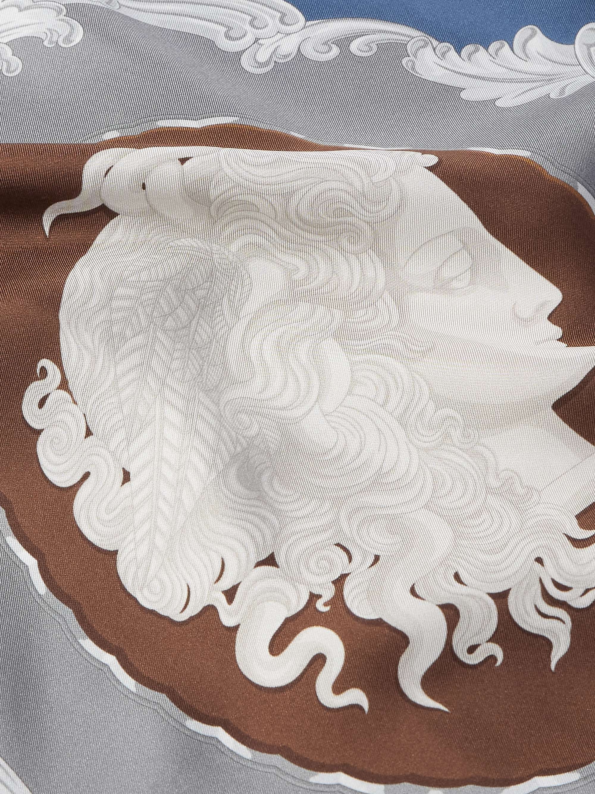 Camp-Collar Printed Silk-Twill Shirt view