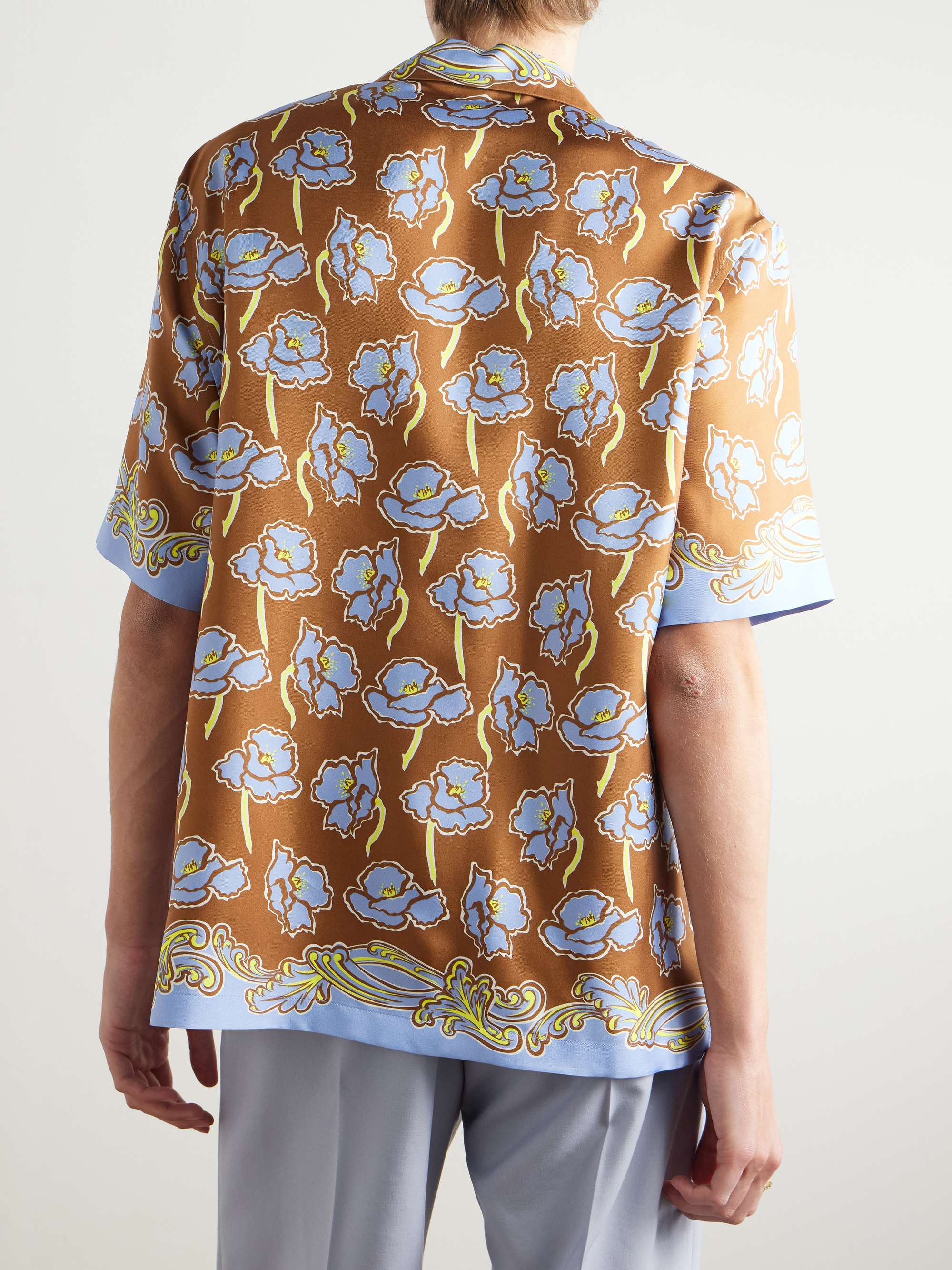 Printed Camp-Collar Silk-Twill Shirt view