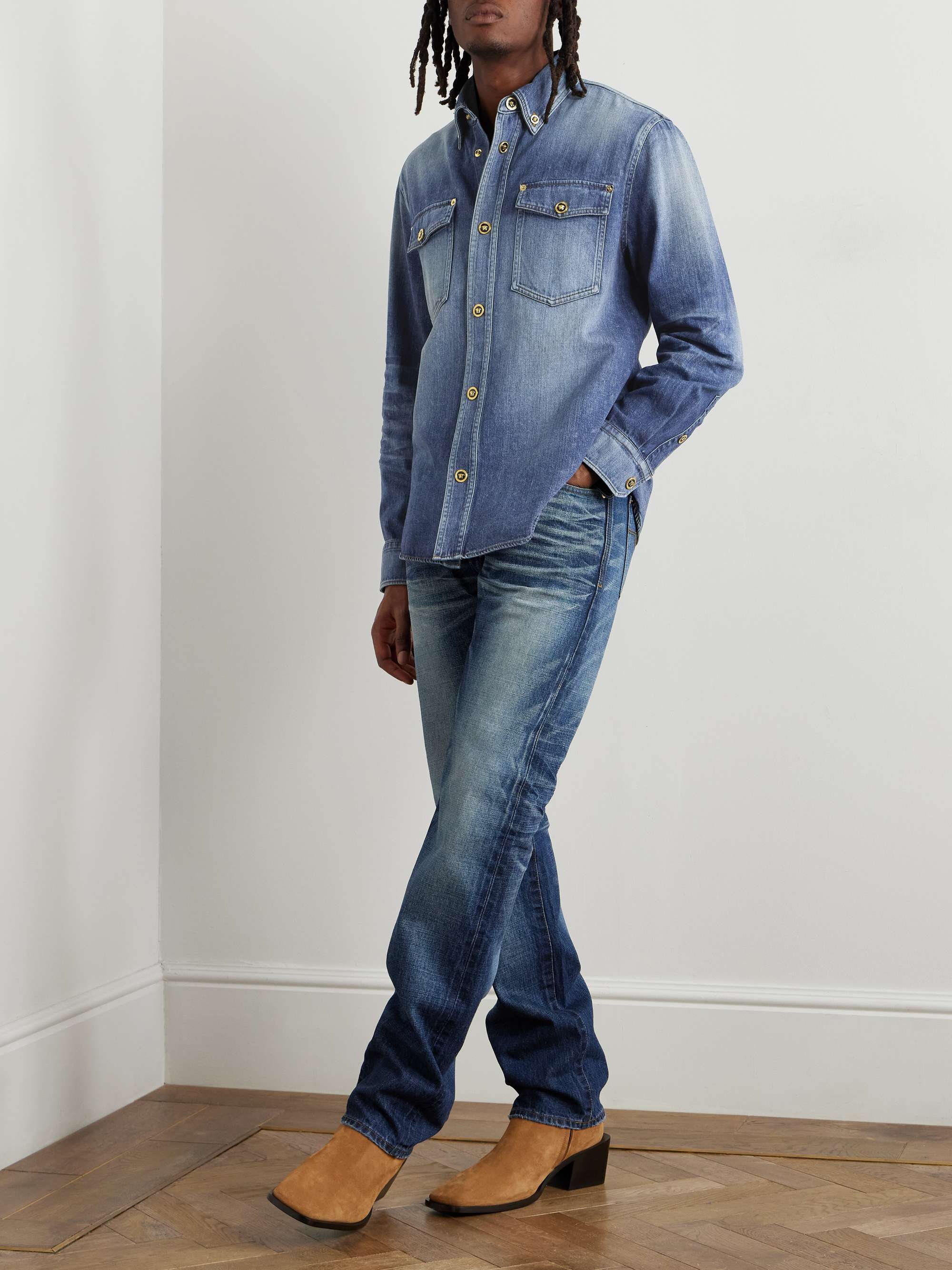 Button-Down Collar Denim Overshirt view