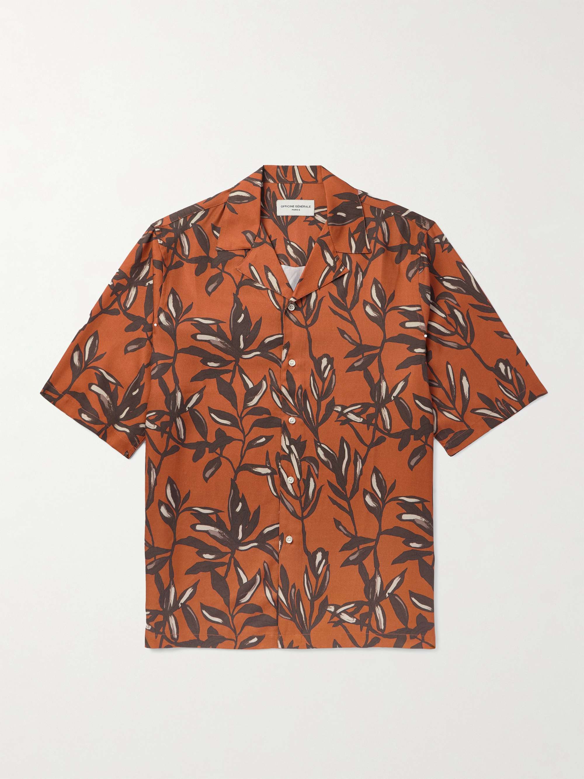 Eren Camp-Collar Printed Lyocell Shirt view