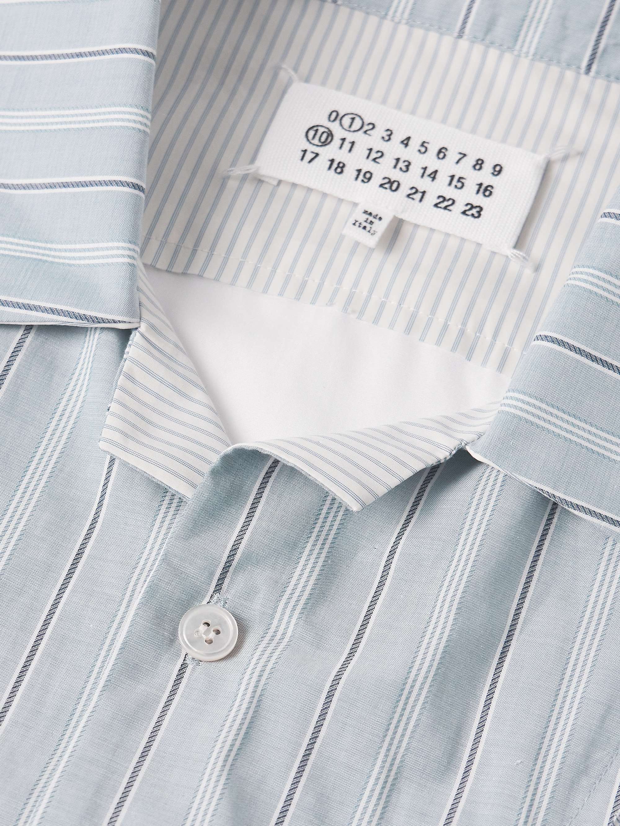 Camp-Collar Patchwork Striped Cotton-Poplin Shirt view