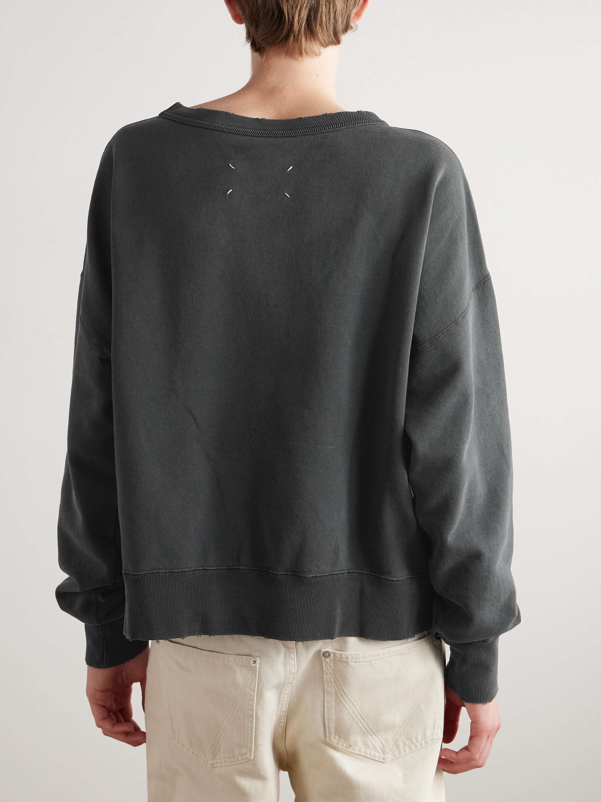 Cropped Paint-Splattered Cotton-Jersey Sweatshirt view