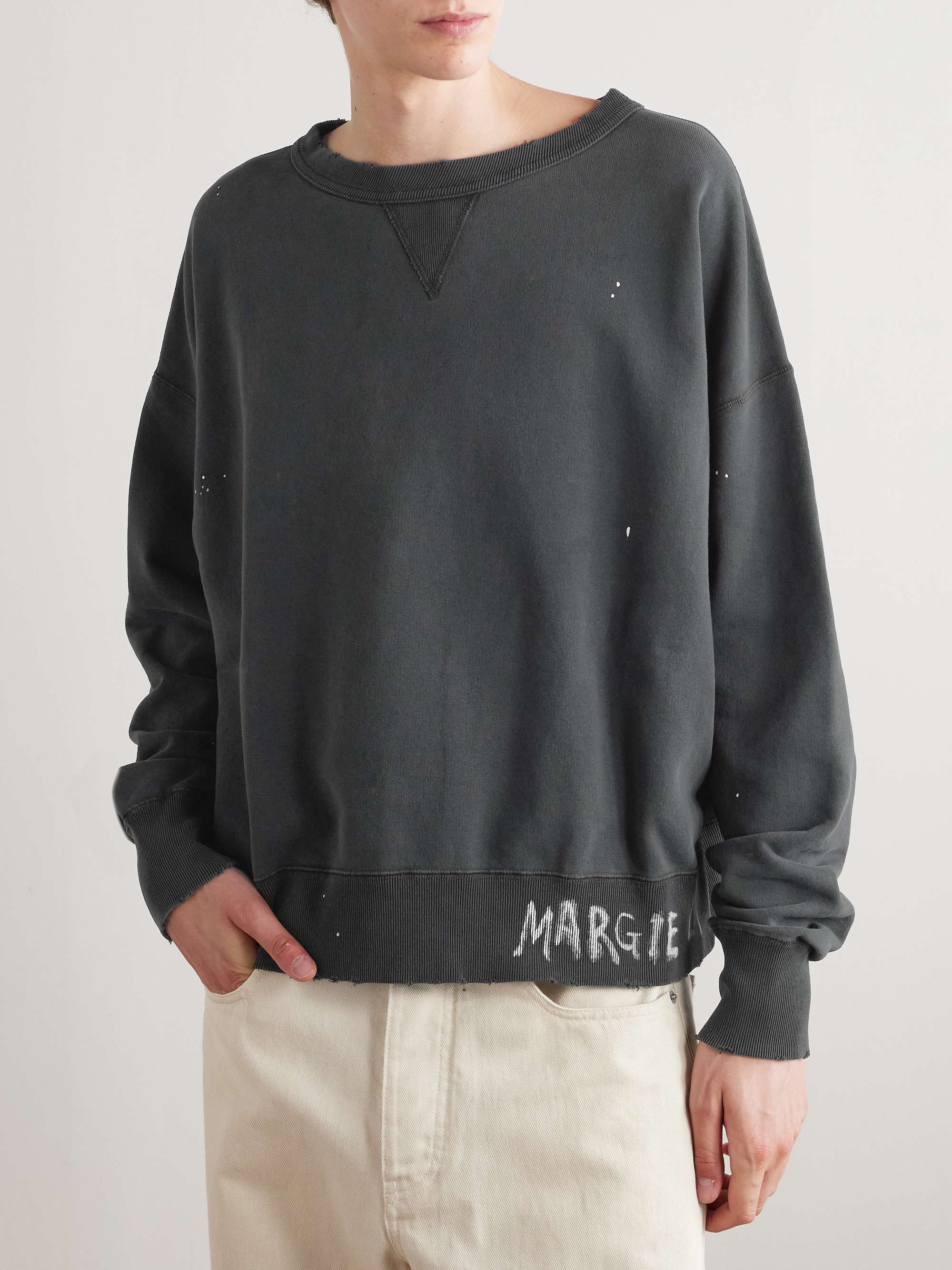 Cropped Paint-Splattered Cotton-Jersey Sweatshirt view