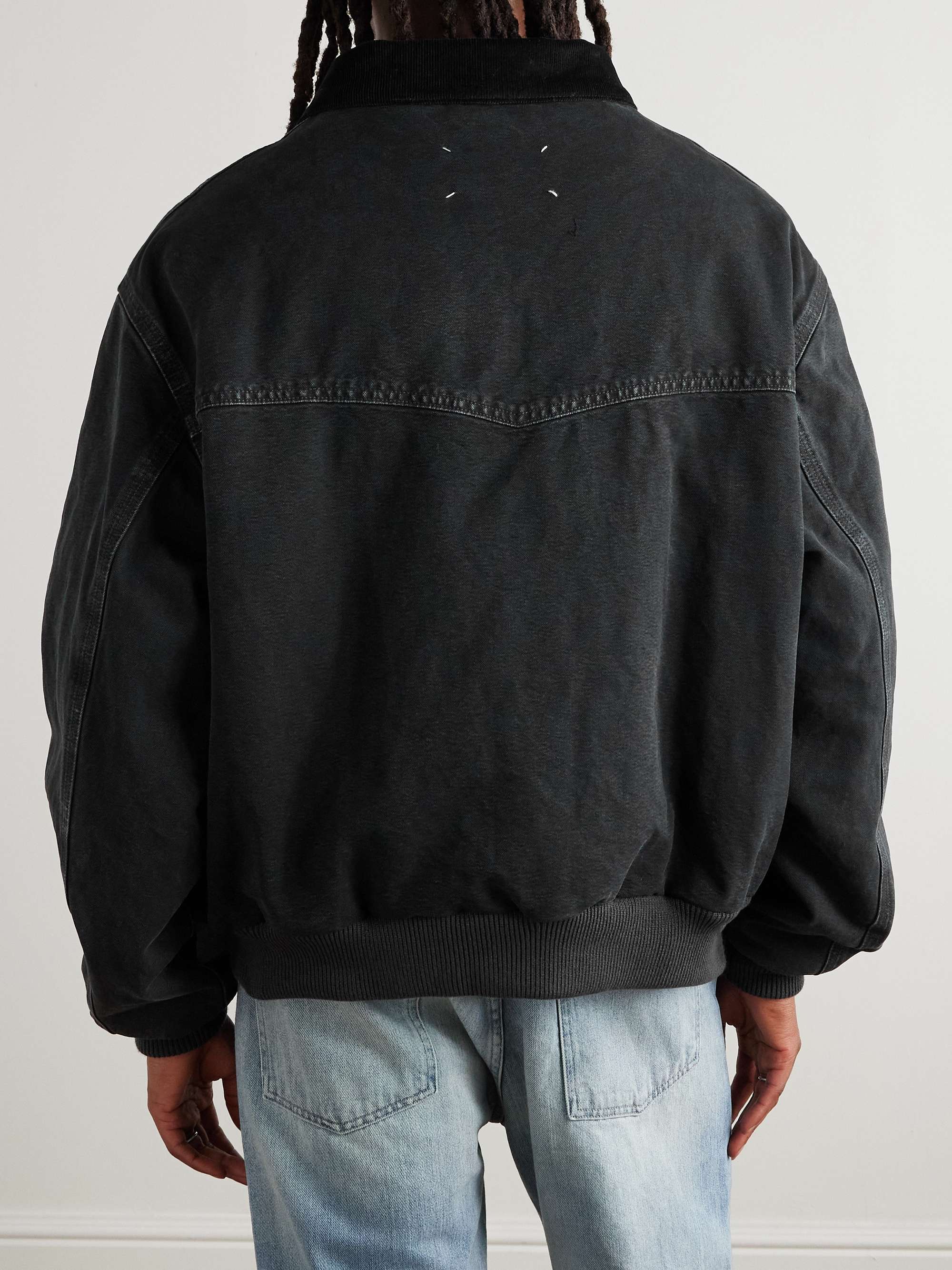 Velvet-Trimmed Padded Cotton-Canvas Jacket view