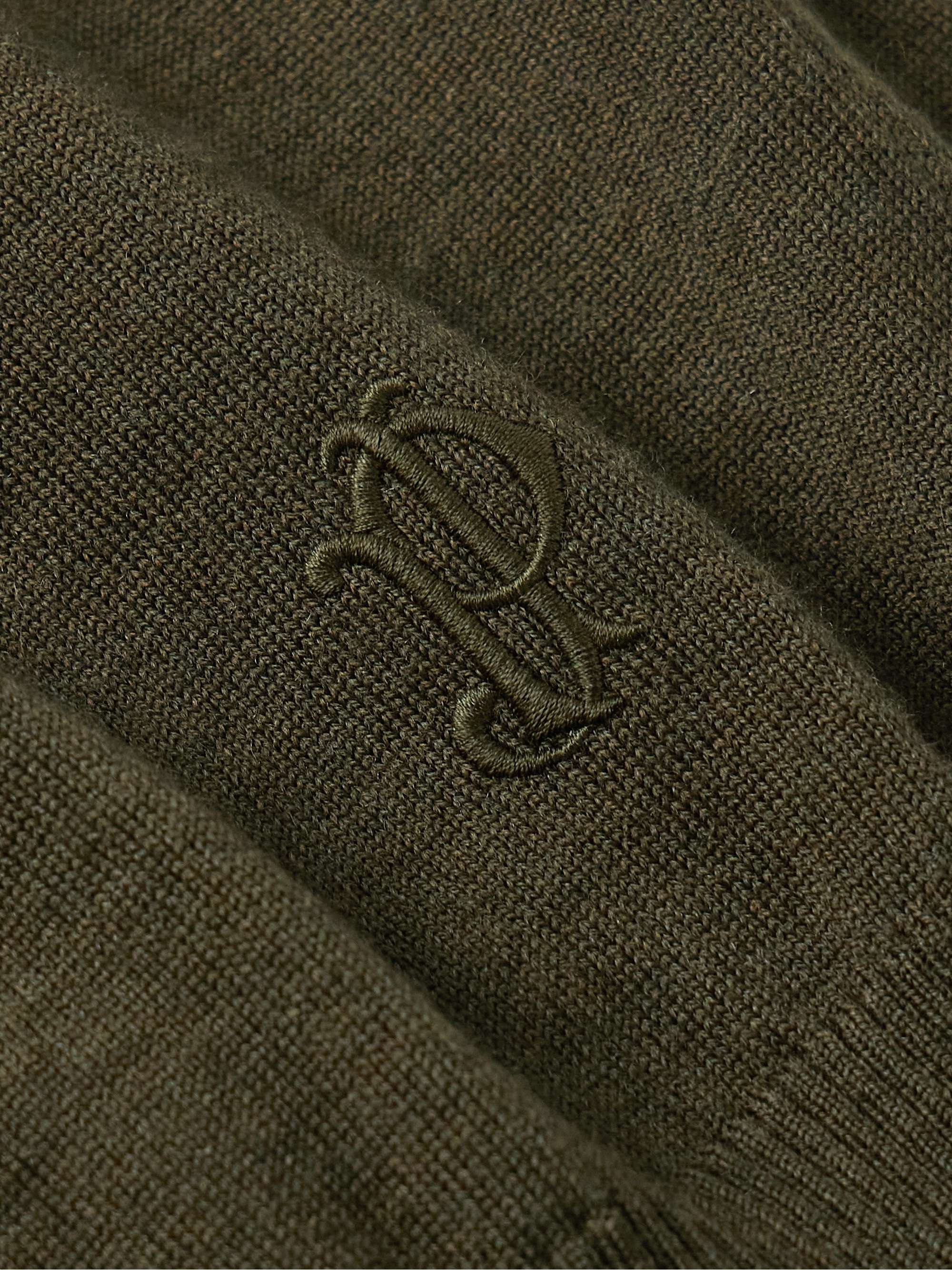 Linton Logo-Embroidered Wool Half-Zip Sweater view
