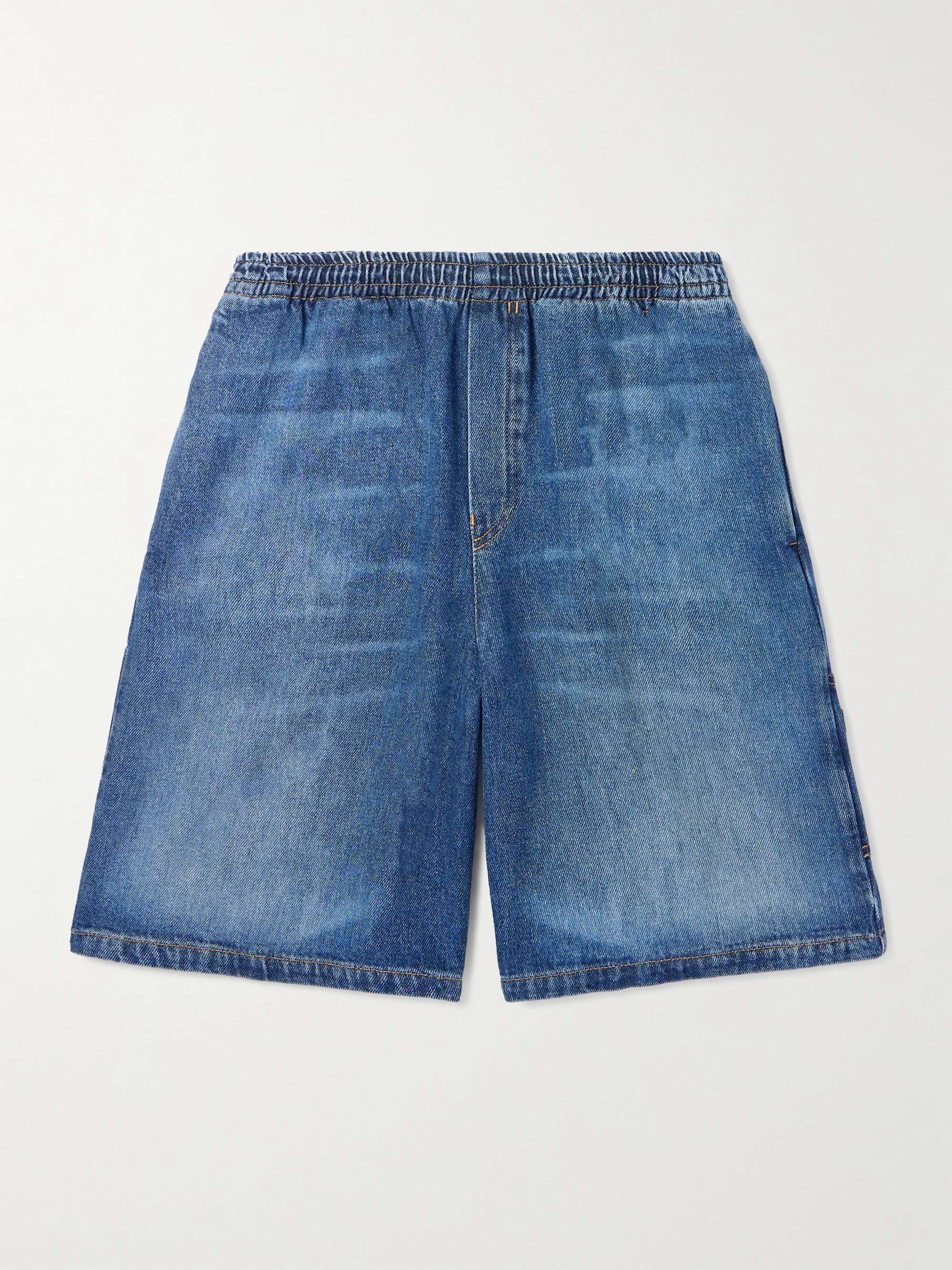 Straight-Leg Horsebit-Embellished Denim Shorts view