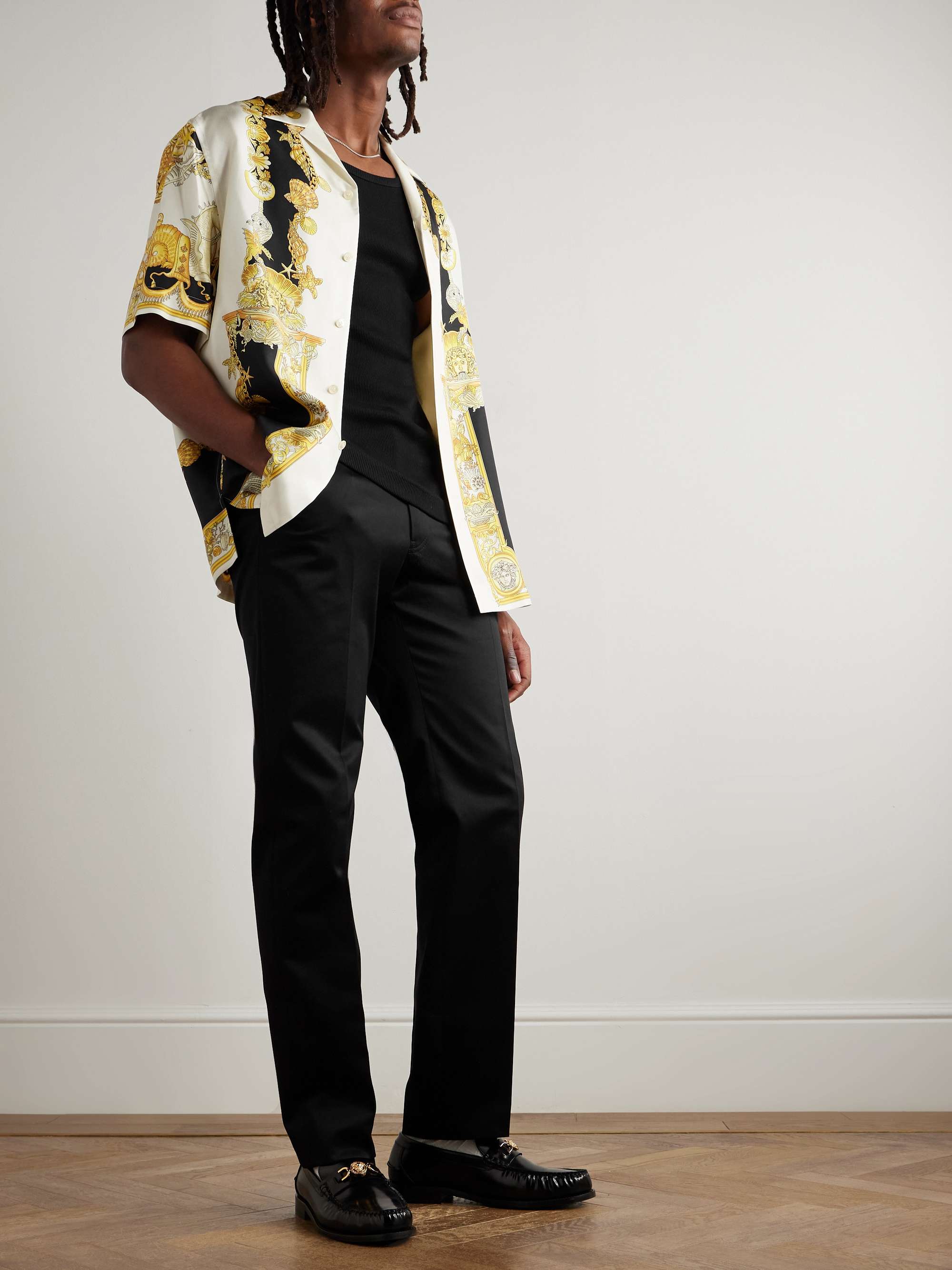 Straight-Leg Embellished Cotton-Gabardine Trousers view