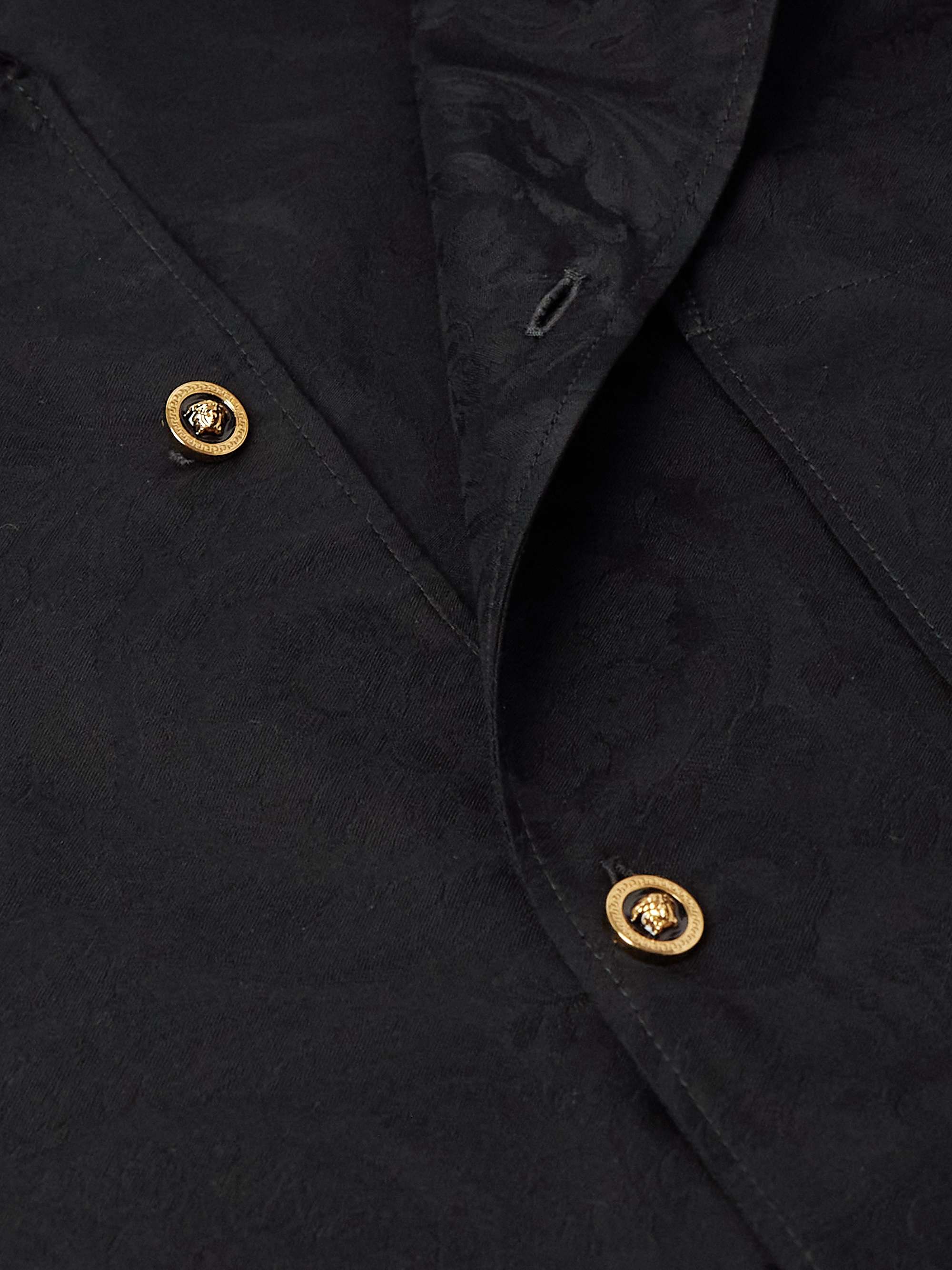 Camp-Collar Logo-Jacquard Cotton-Poplin Shirt view