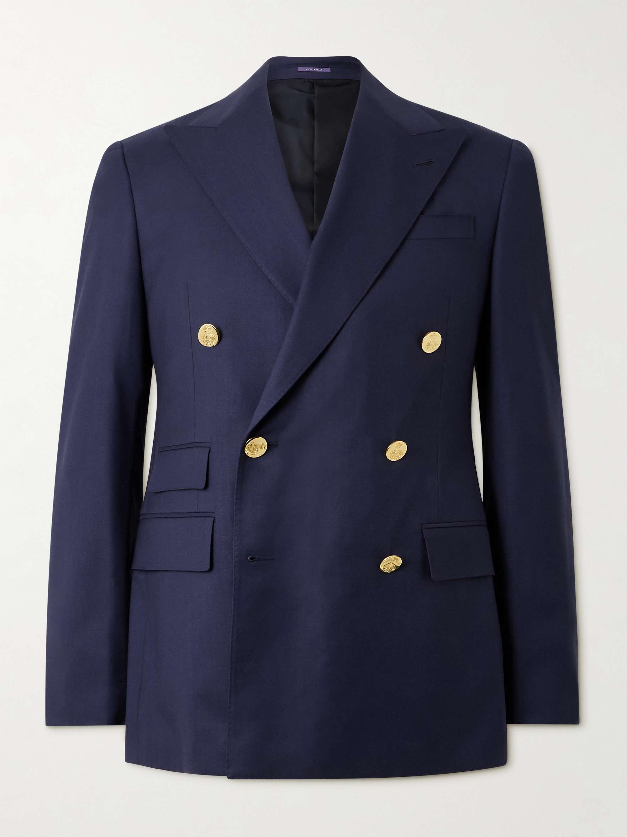 Gregory Double-Breasted Wool-Serge Blazer view