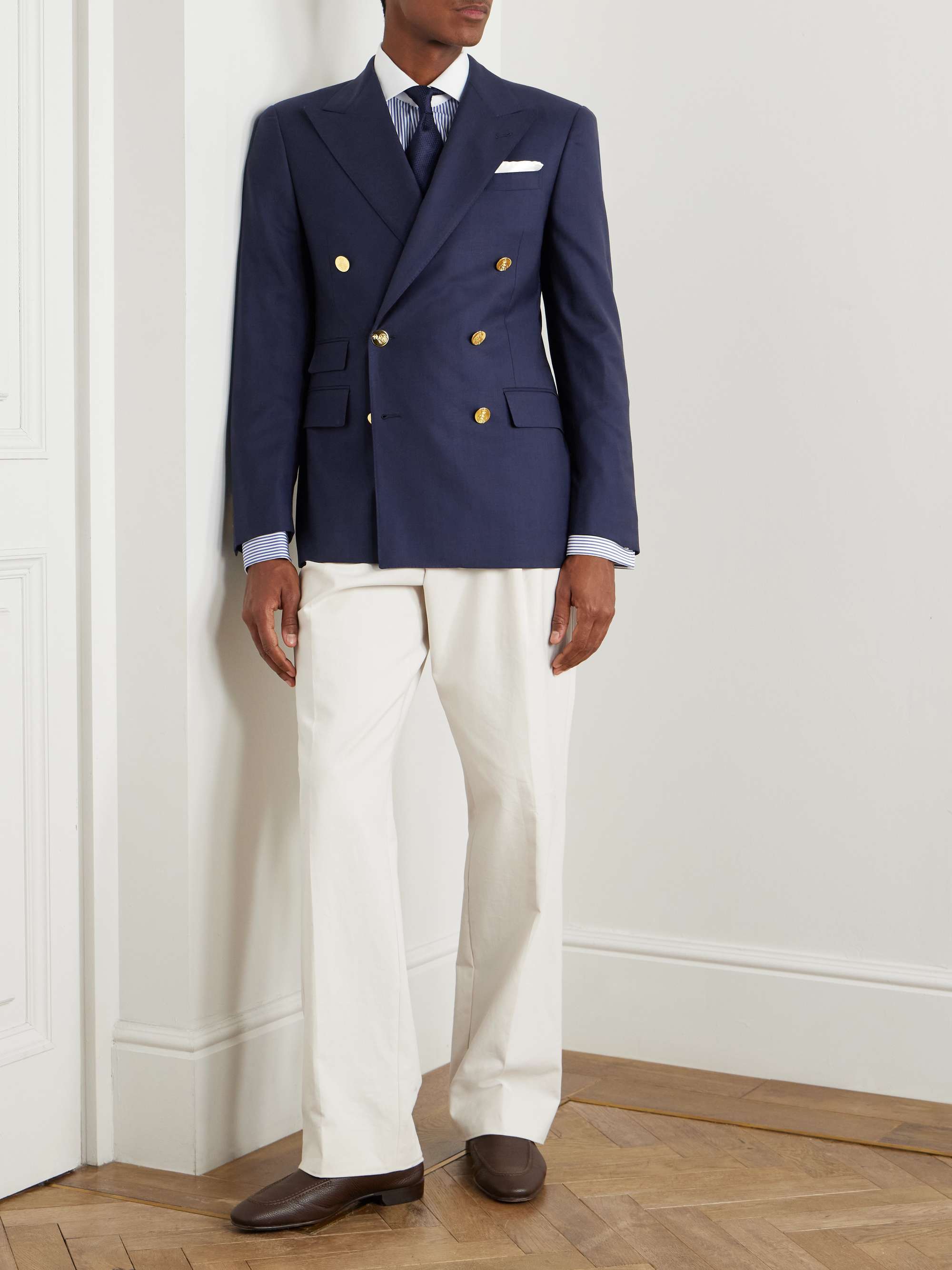 Gregory Double-Breasted Wool-Serge Blazer view