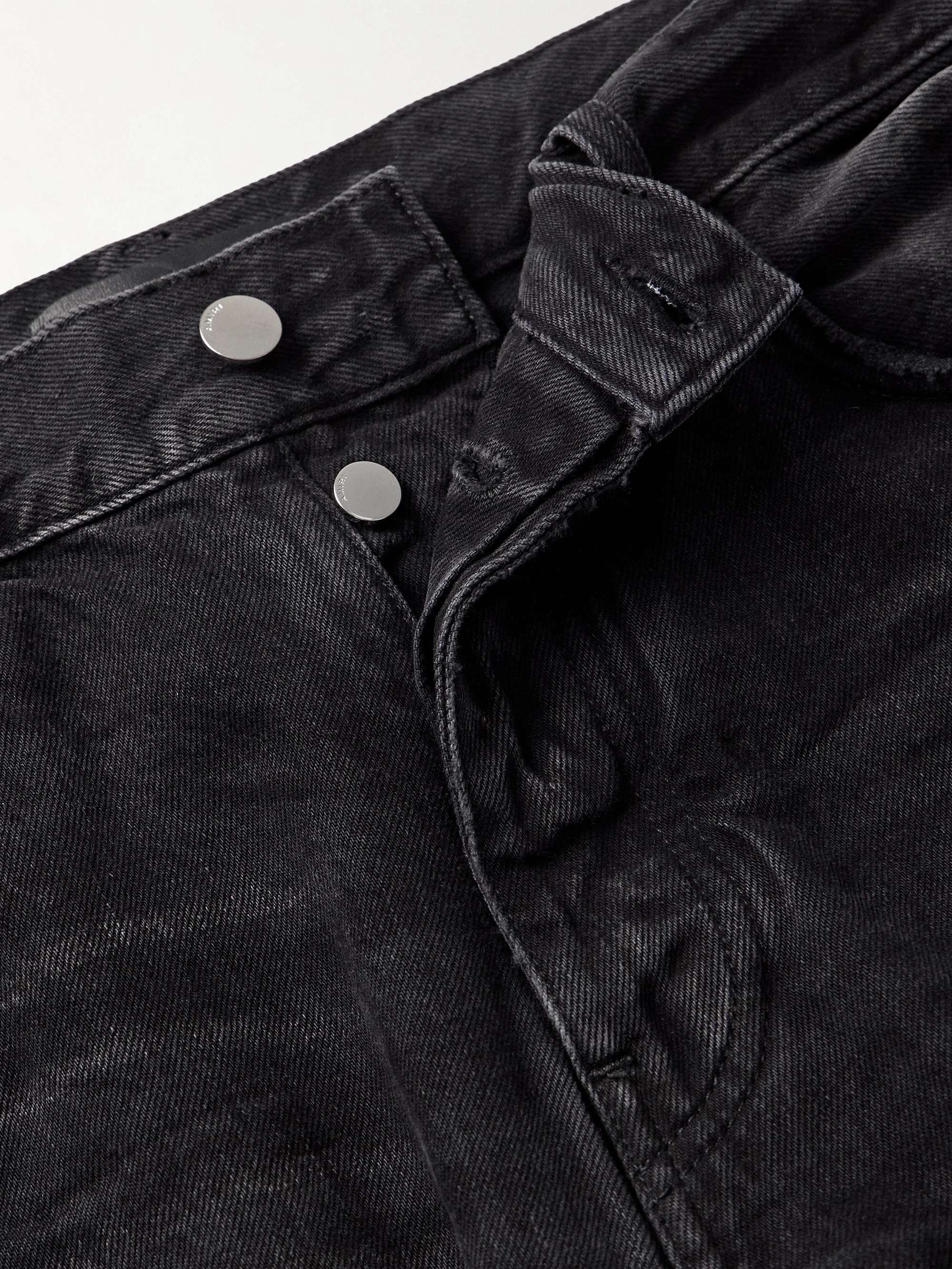 MX1 Straight-Leg Leather-Panelled Distressed Jeans view