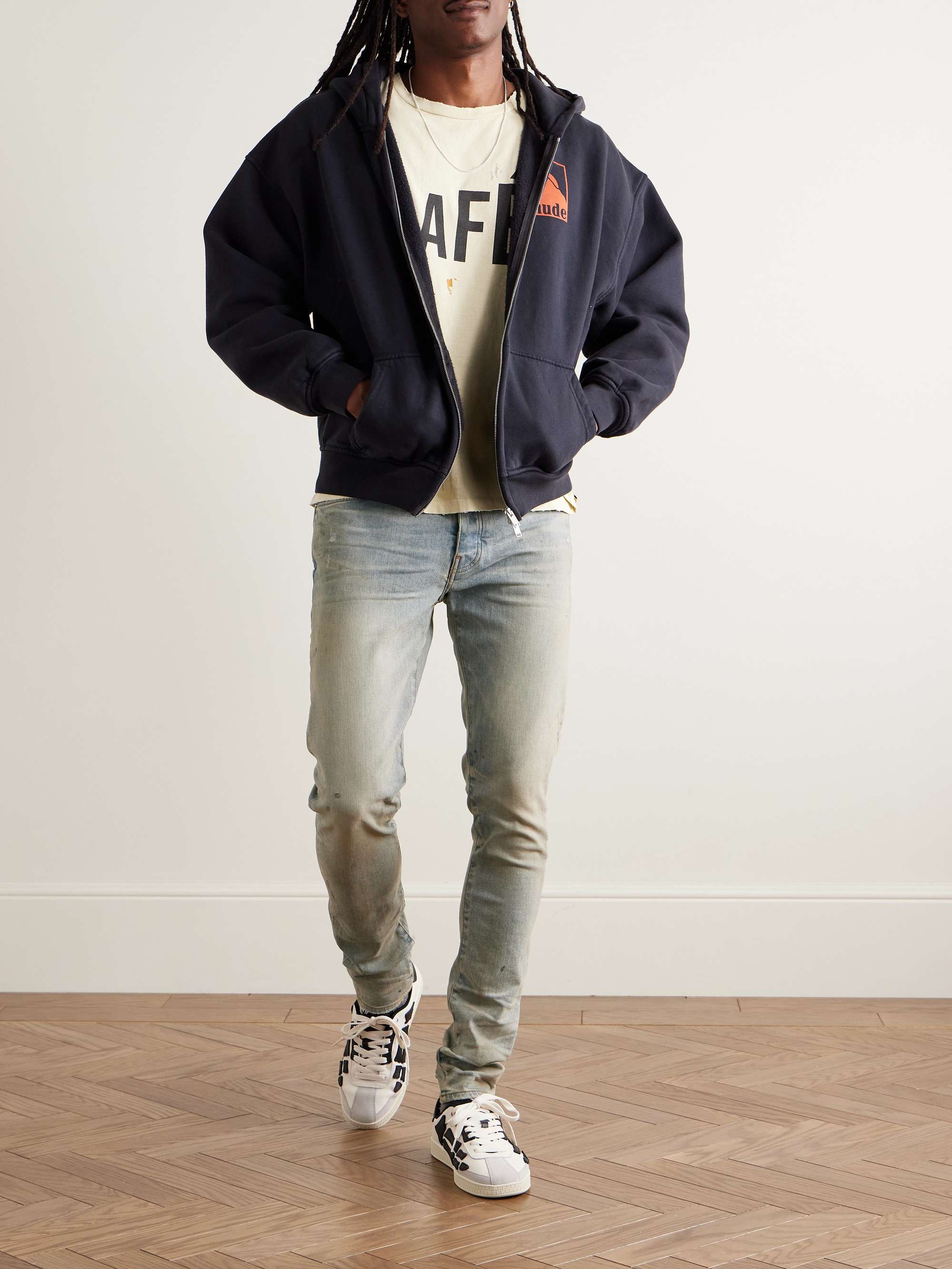 Stack Skinny-Fit Distressed Jeans view