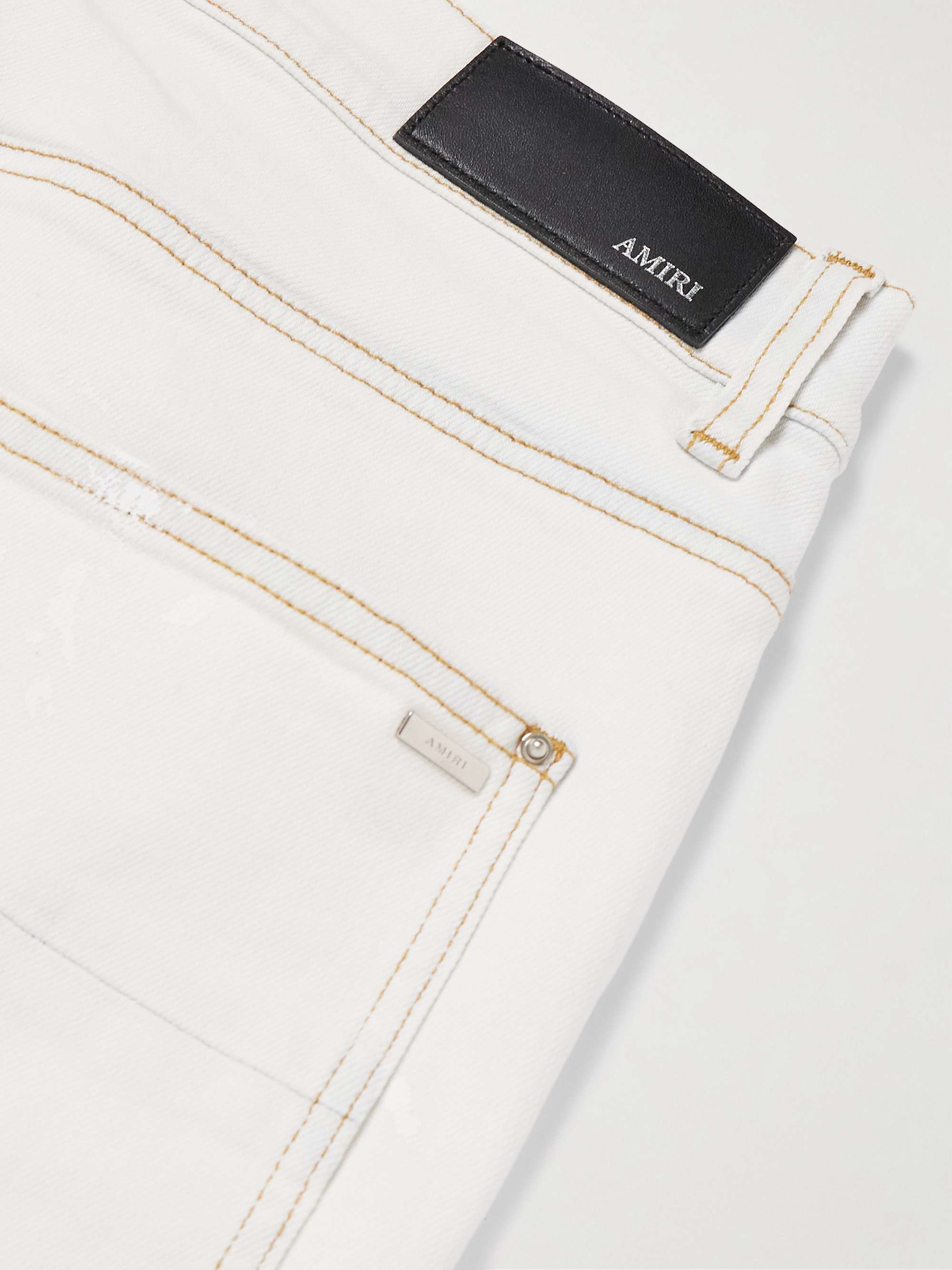 Slim-Fit Straight-Leg Logo-Print Paint-Splattered Jeans view