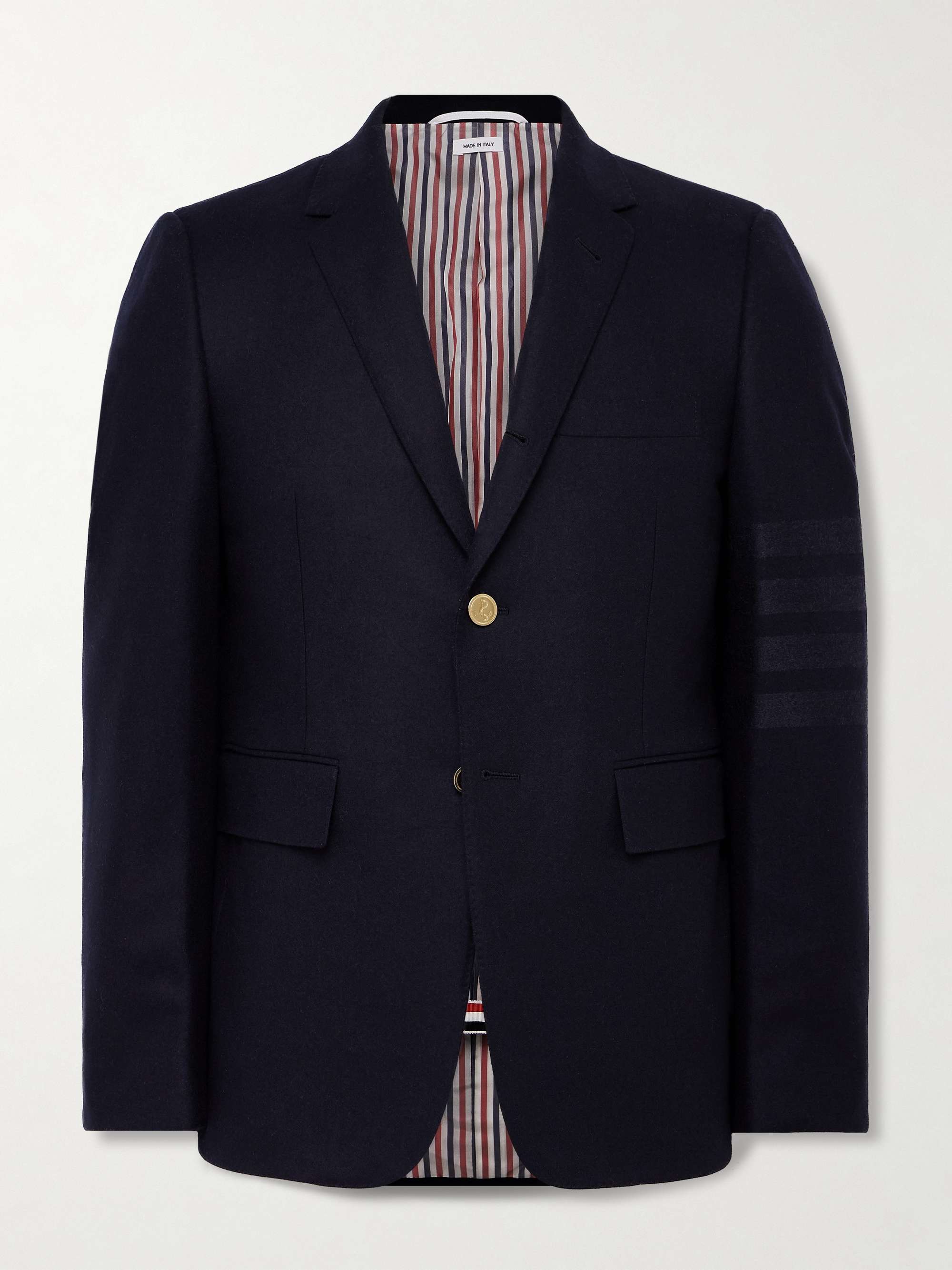 Slim-Fit Striped Wool and Cashmere-Blend Flannel Suit Jacket view