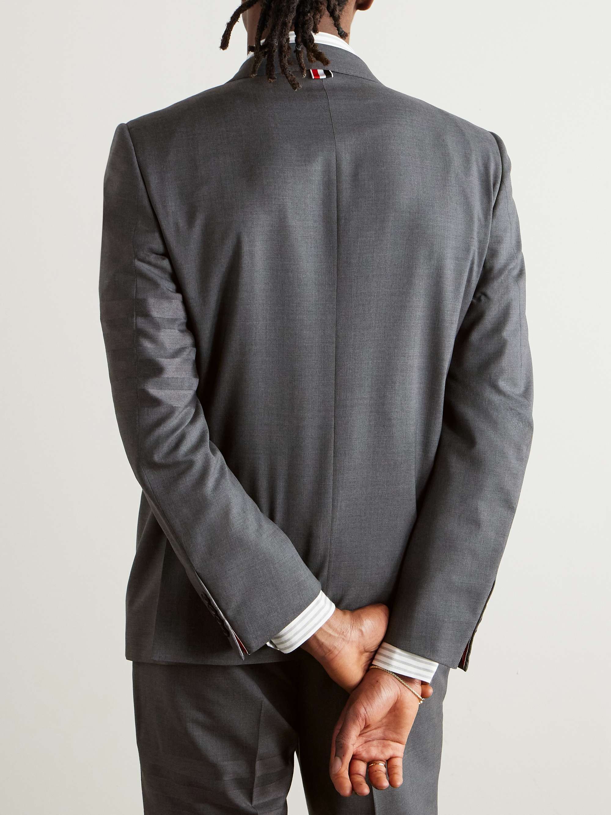 Grey Slim-Fit Striped Wool Suit Jacket view