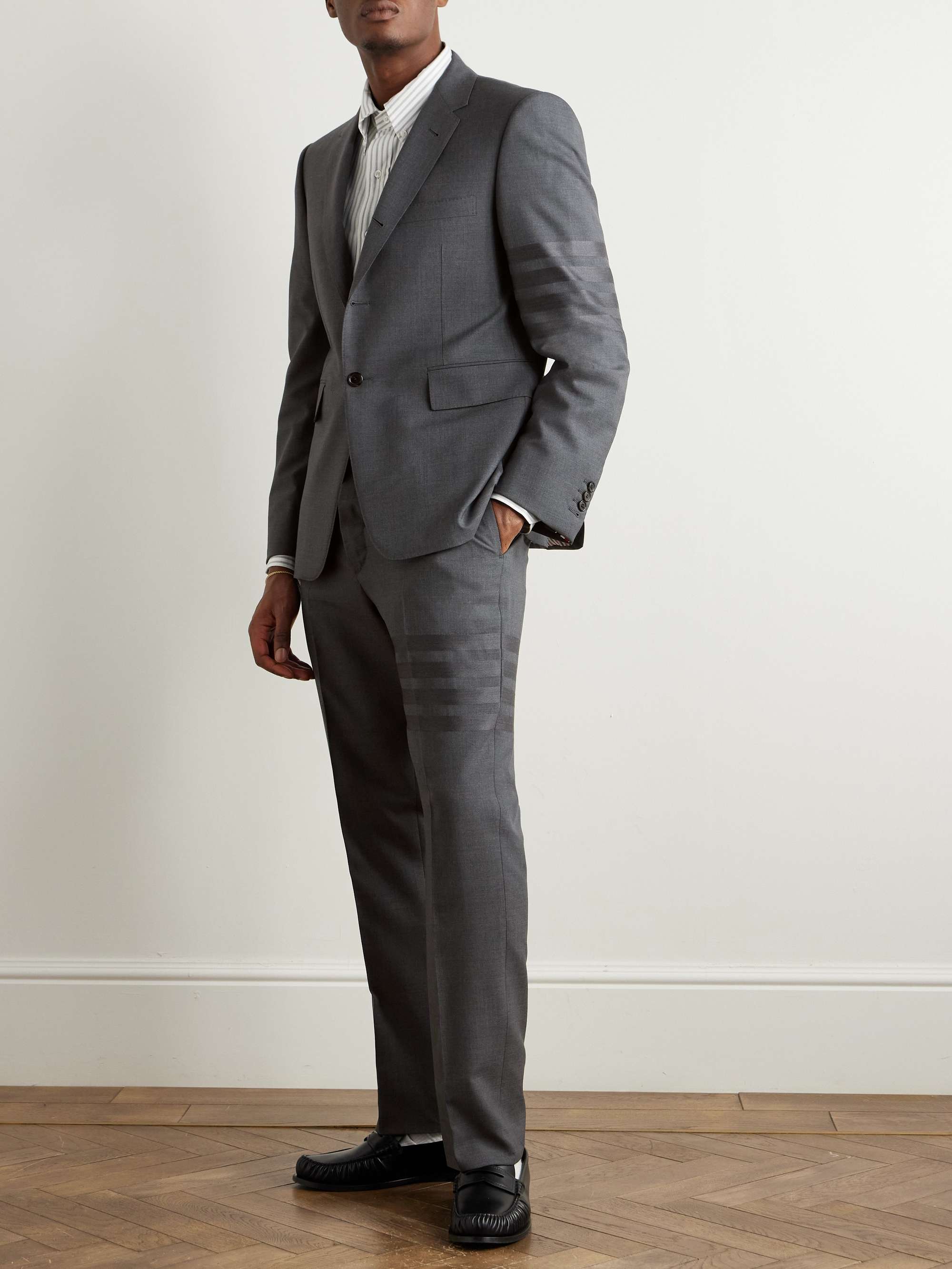 Grey Slim-Fit Striped Wool Suit Jacket view