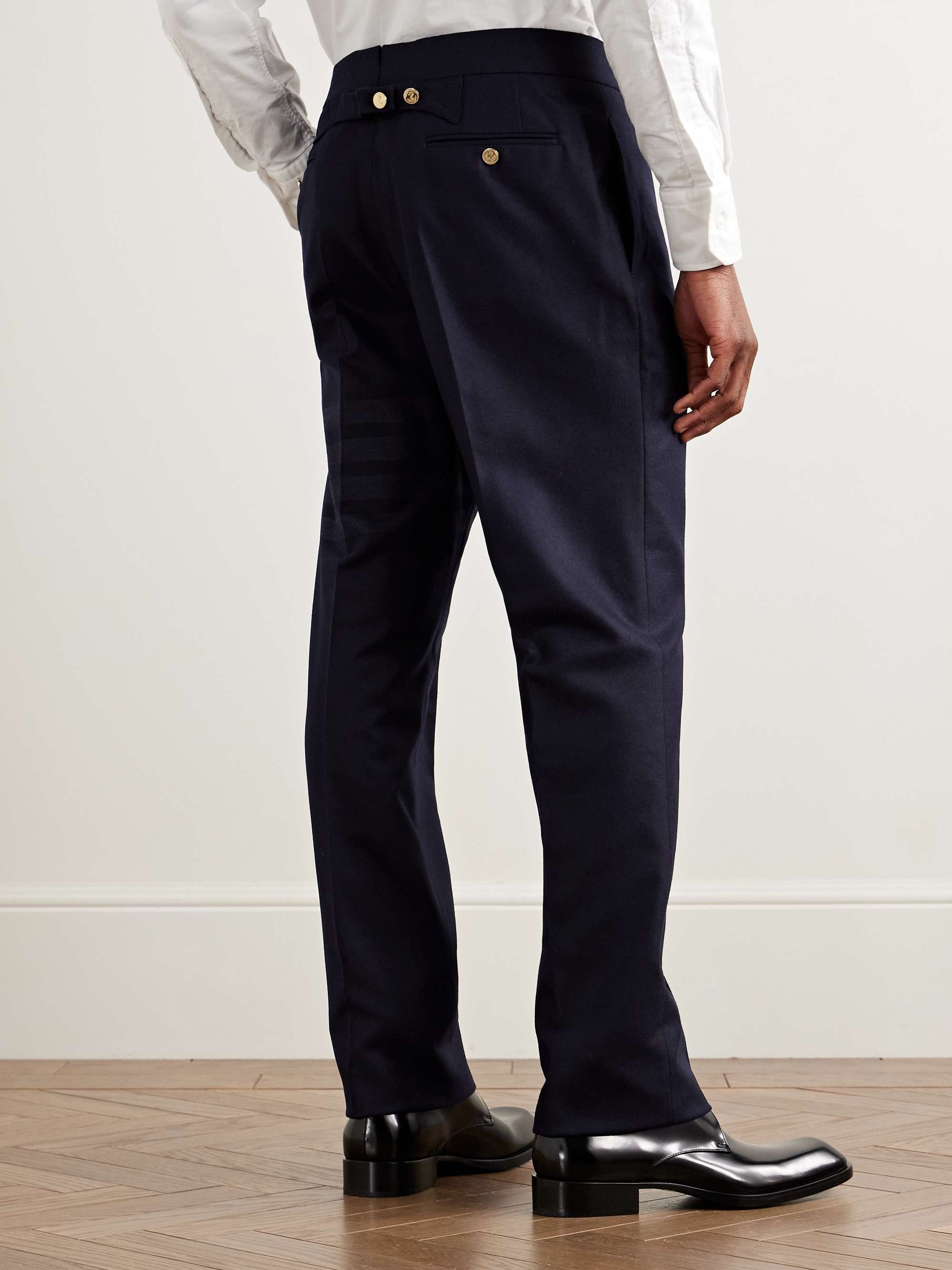 Slim-Fit Straight-Leg Striped Wool and Cashmere-Blend Flannel Suit Trousers view