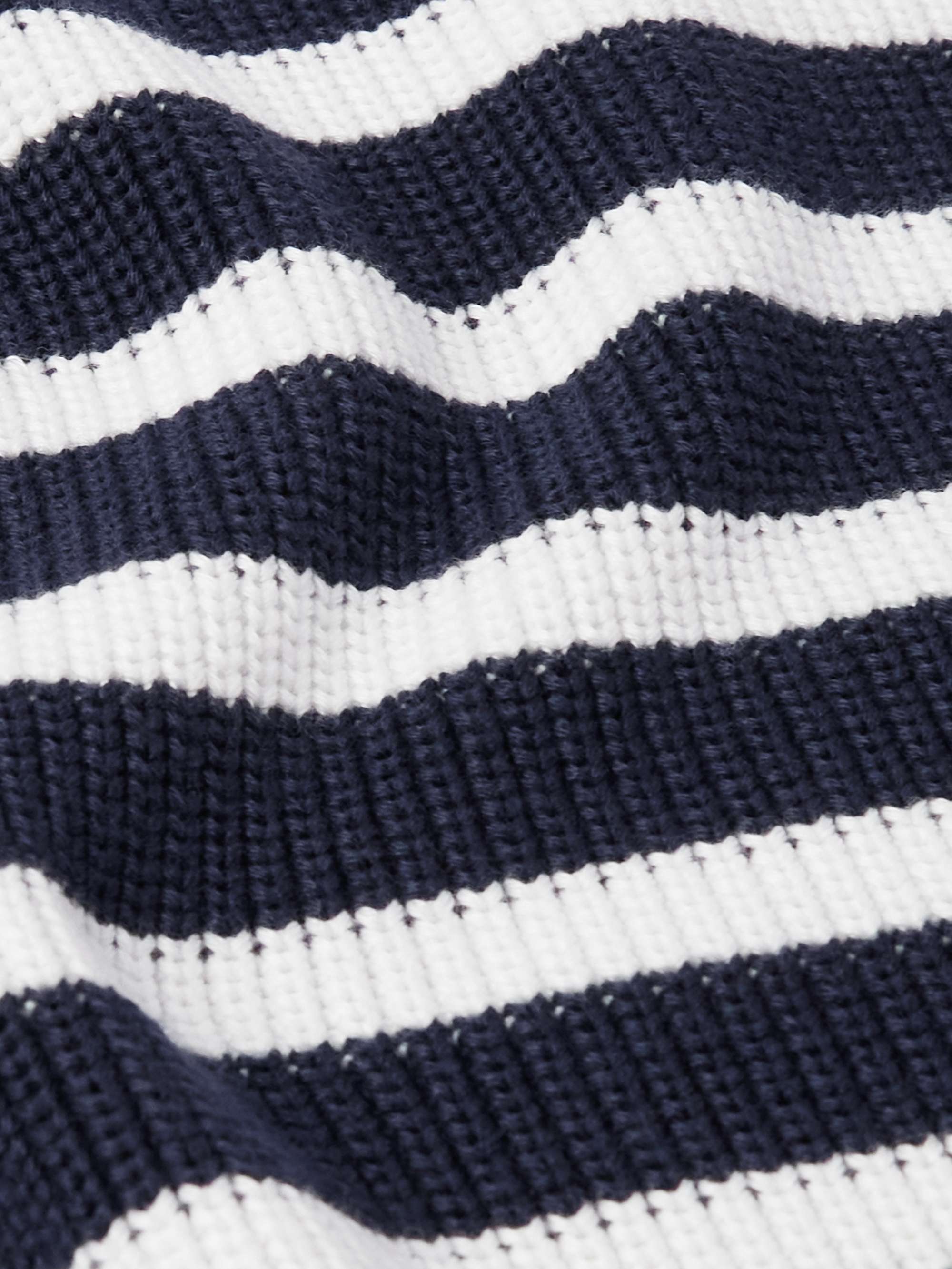 Striped Ribbed Cotton Half-Zip Sweater view