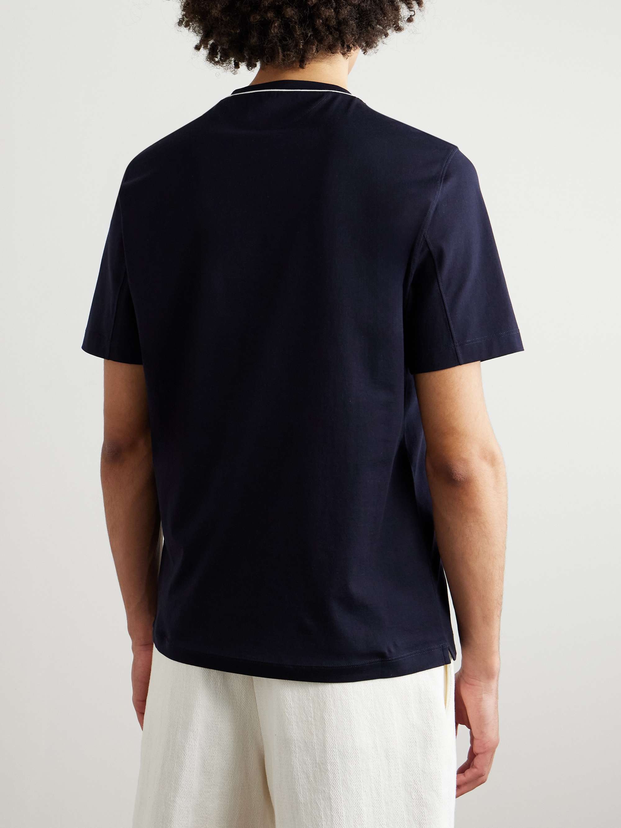 Piped Cotton-Jersey T-Shirt view