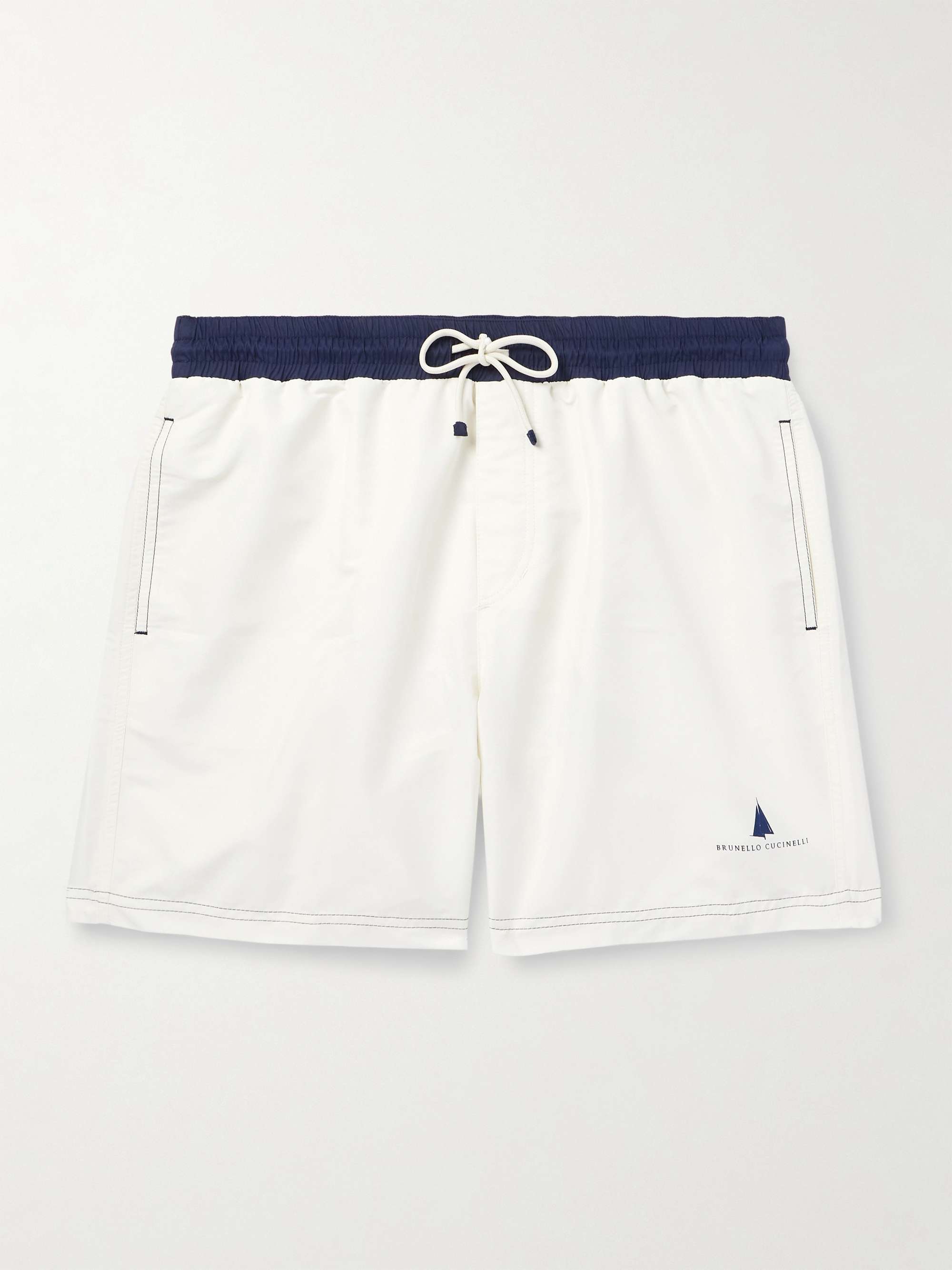 Straight-Leg Mid-Length Logo-Print Swim Shorts view