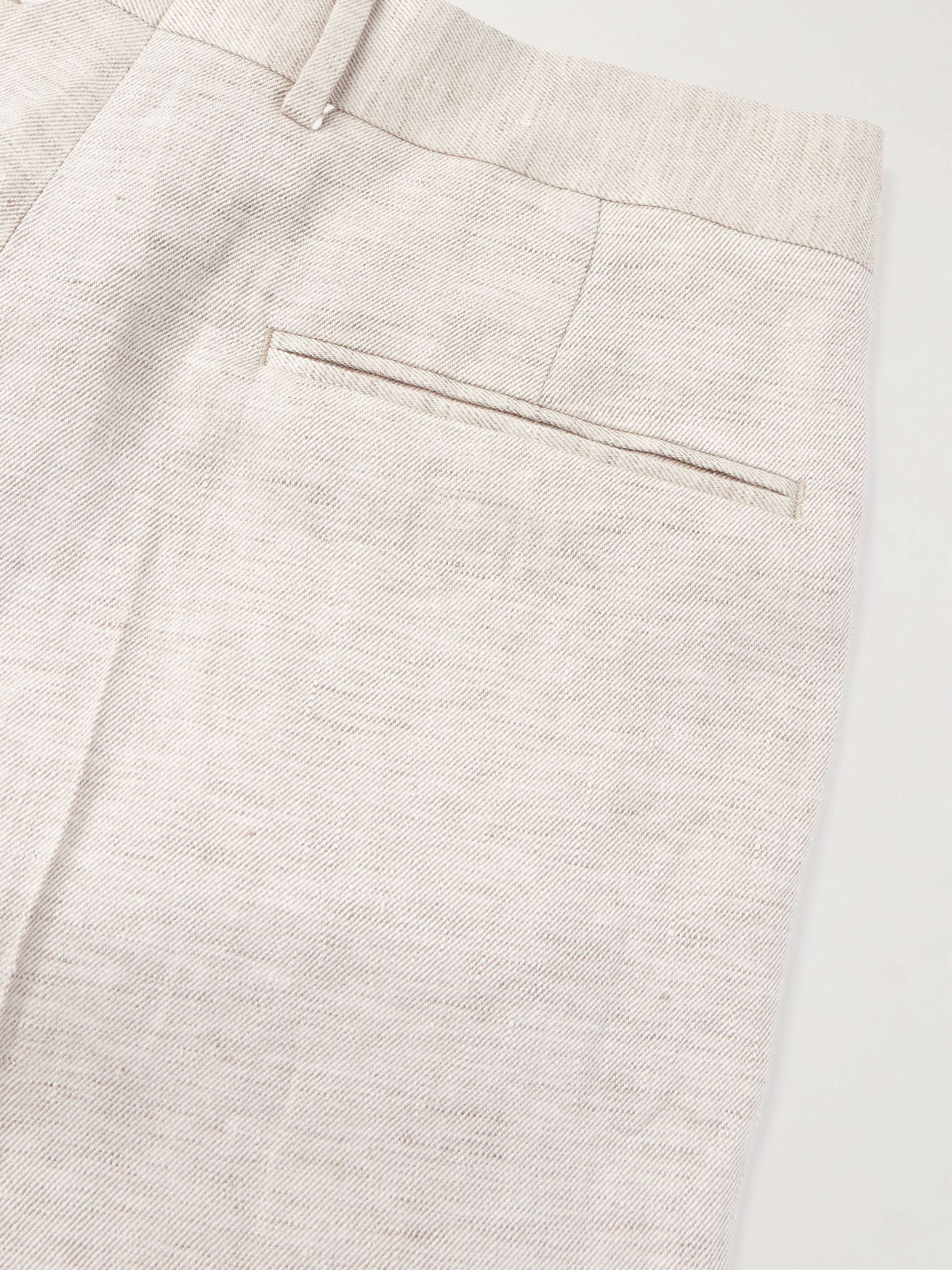 Slim-Fit Straight-Leg Pleated Linen Suit Trousers view