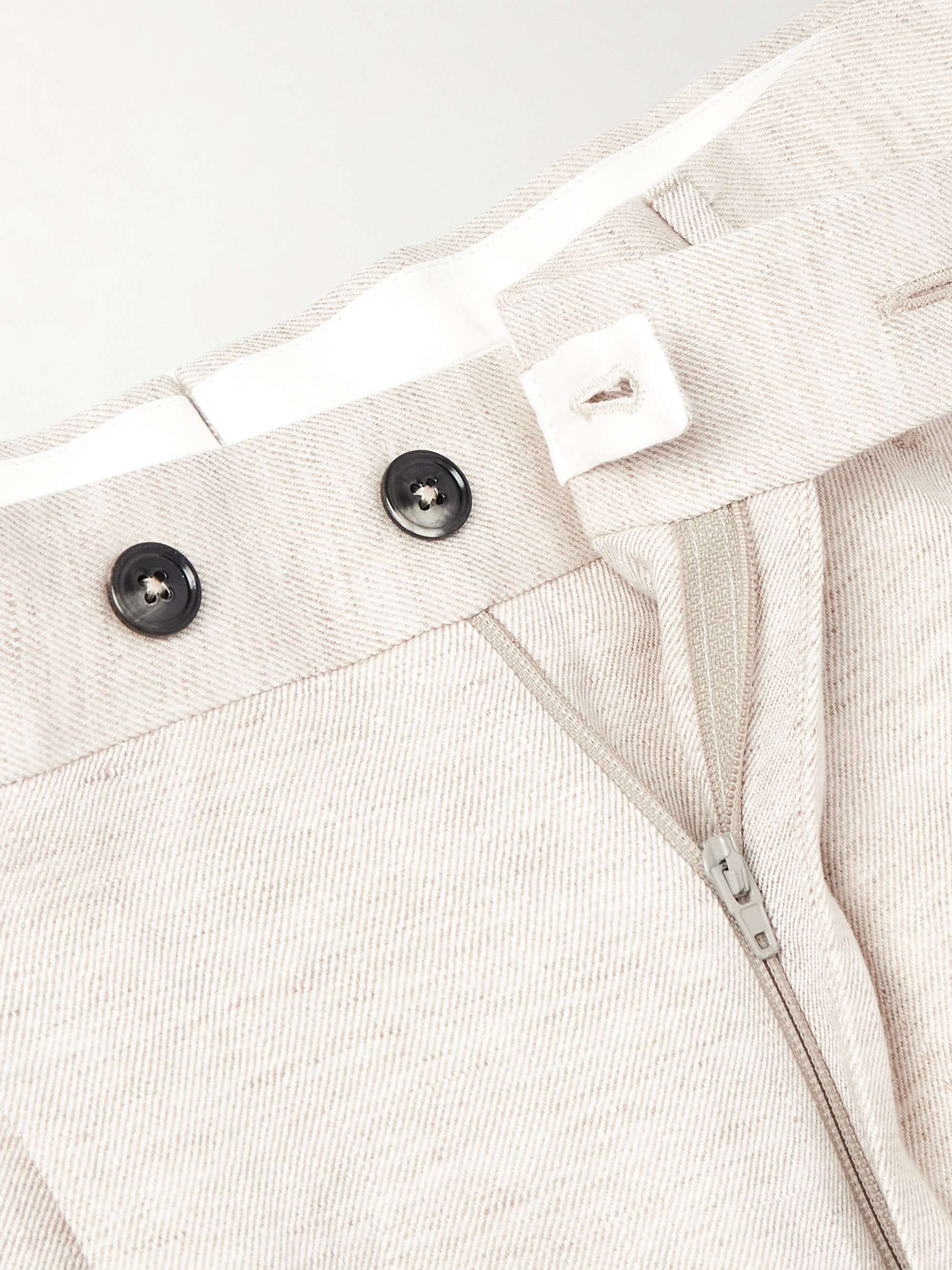 Slim-Fit Straight-Leg Pleated Linen Suit Trousers view