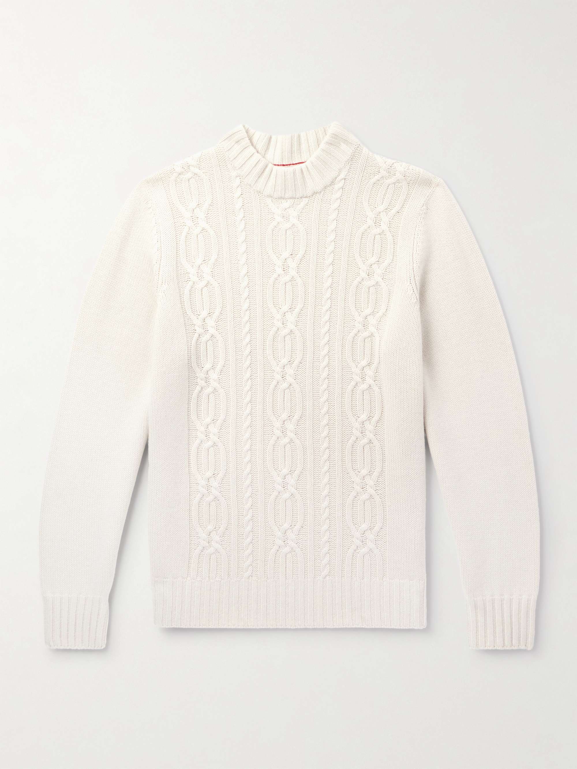 Cable-Knit Cashmere Mock-Neck Sweater view
