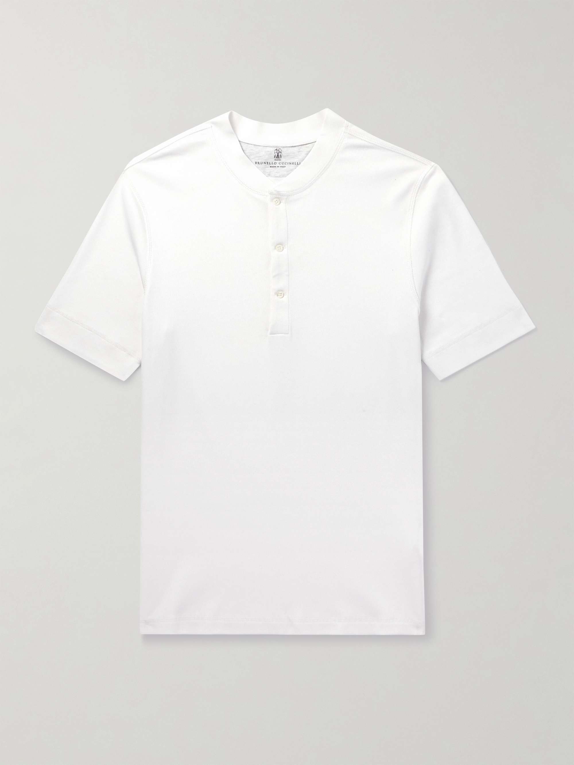 Ribbed Cotton-Jersey Henley T-Shirt view