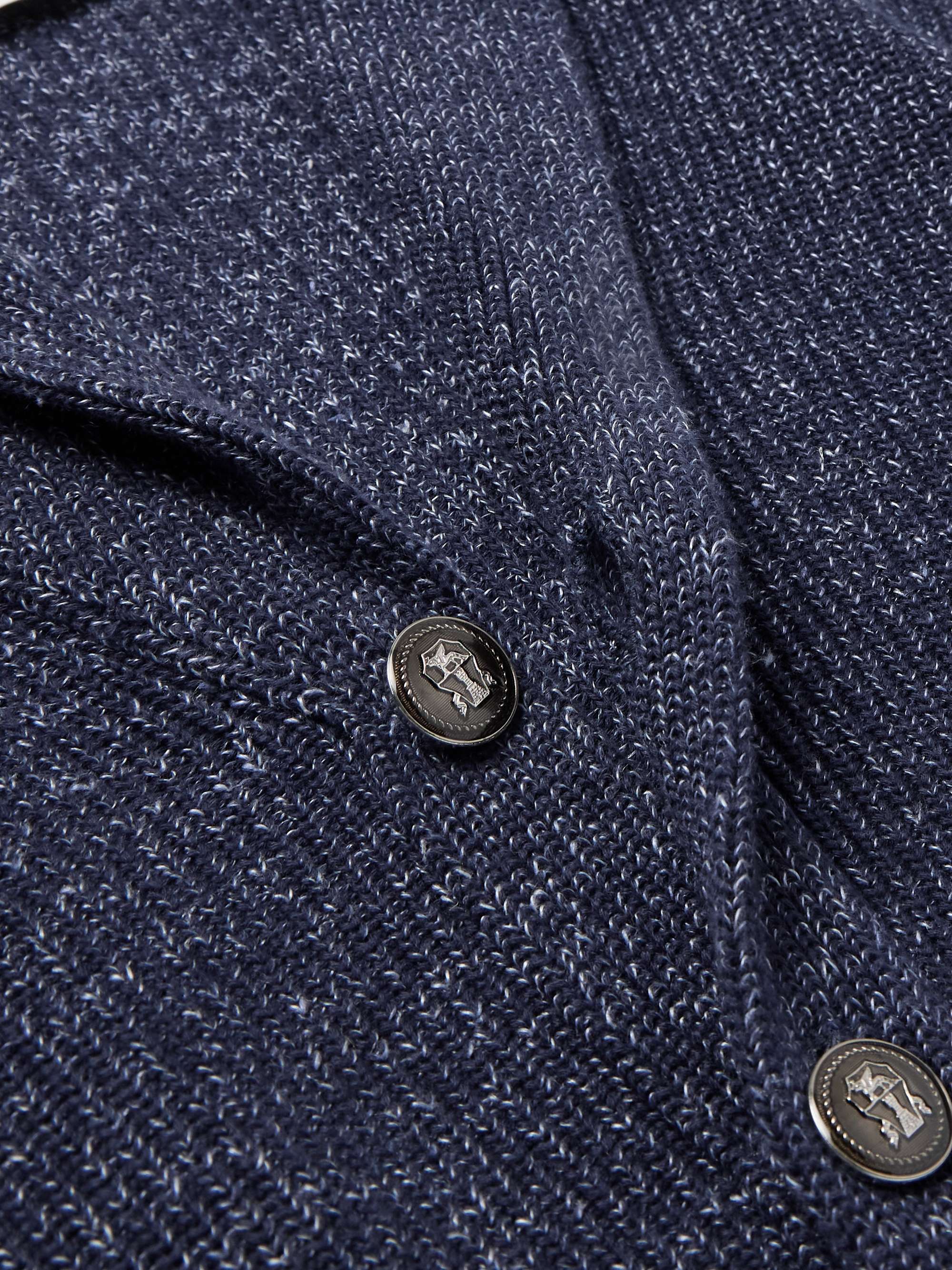 Shawl-Collar Cotton and Linen-Blend Cardigan view