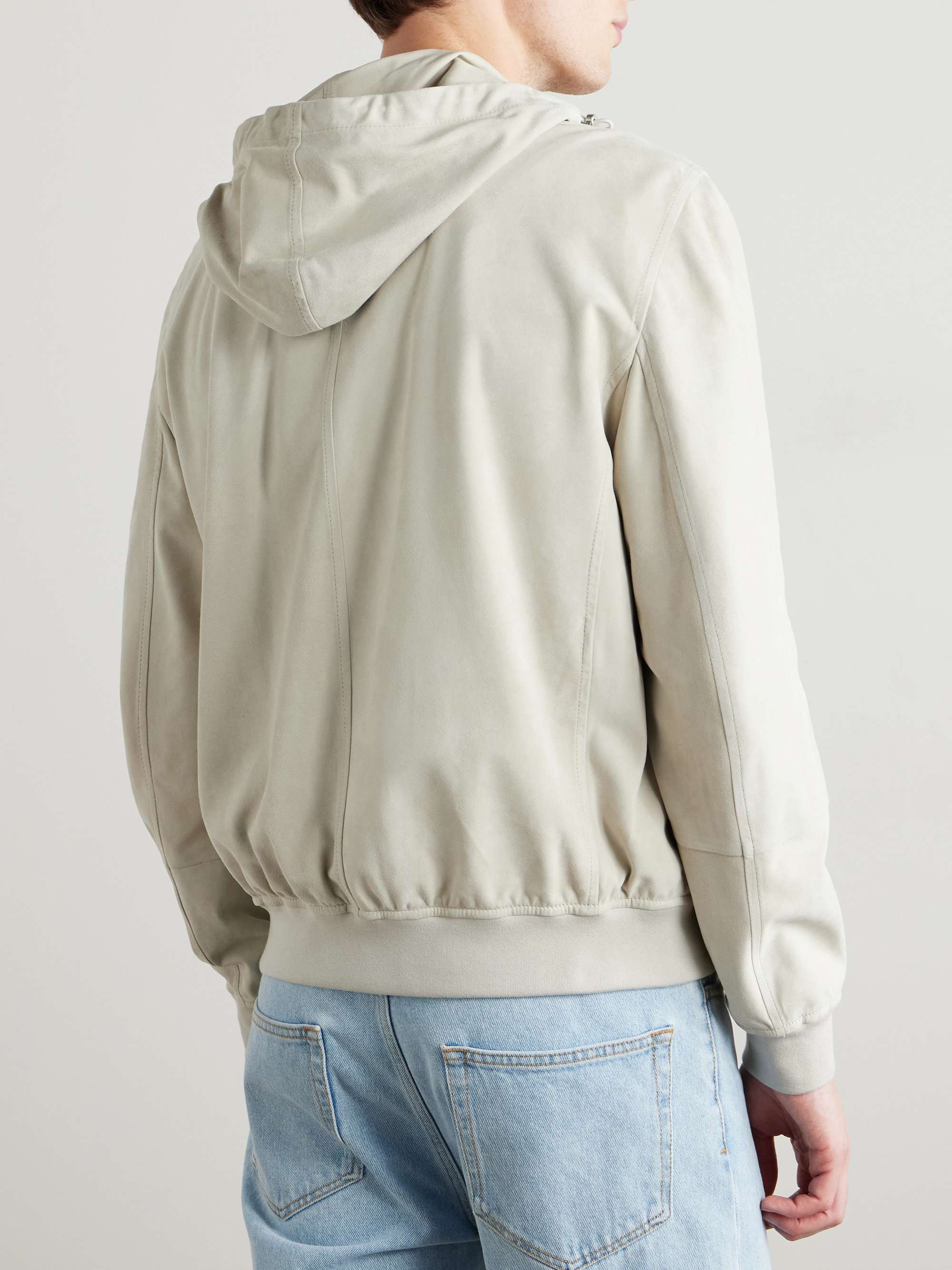 Suede Hooded Bomber Jacket view