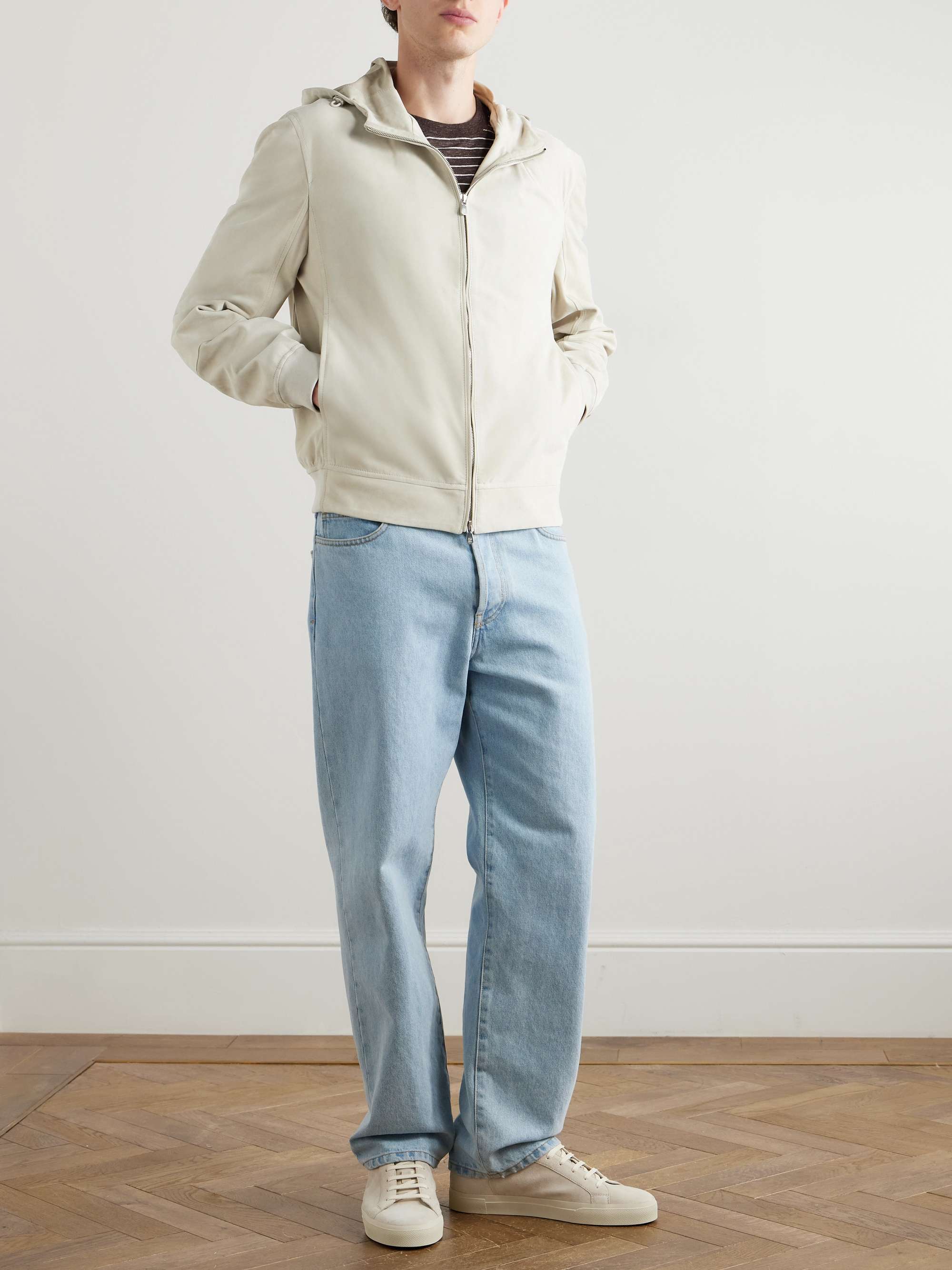Suede Hooded Bomber Jacket view