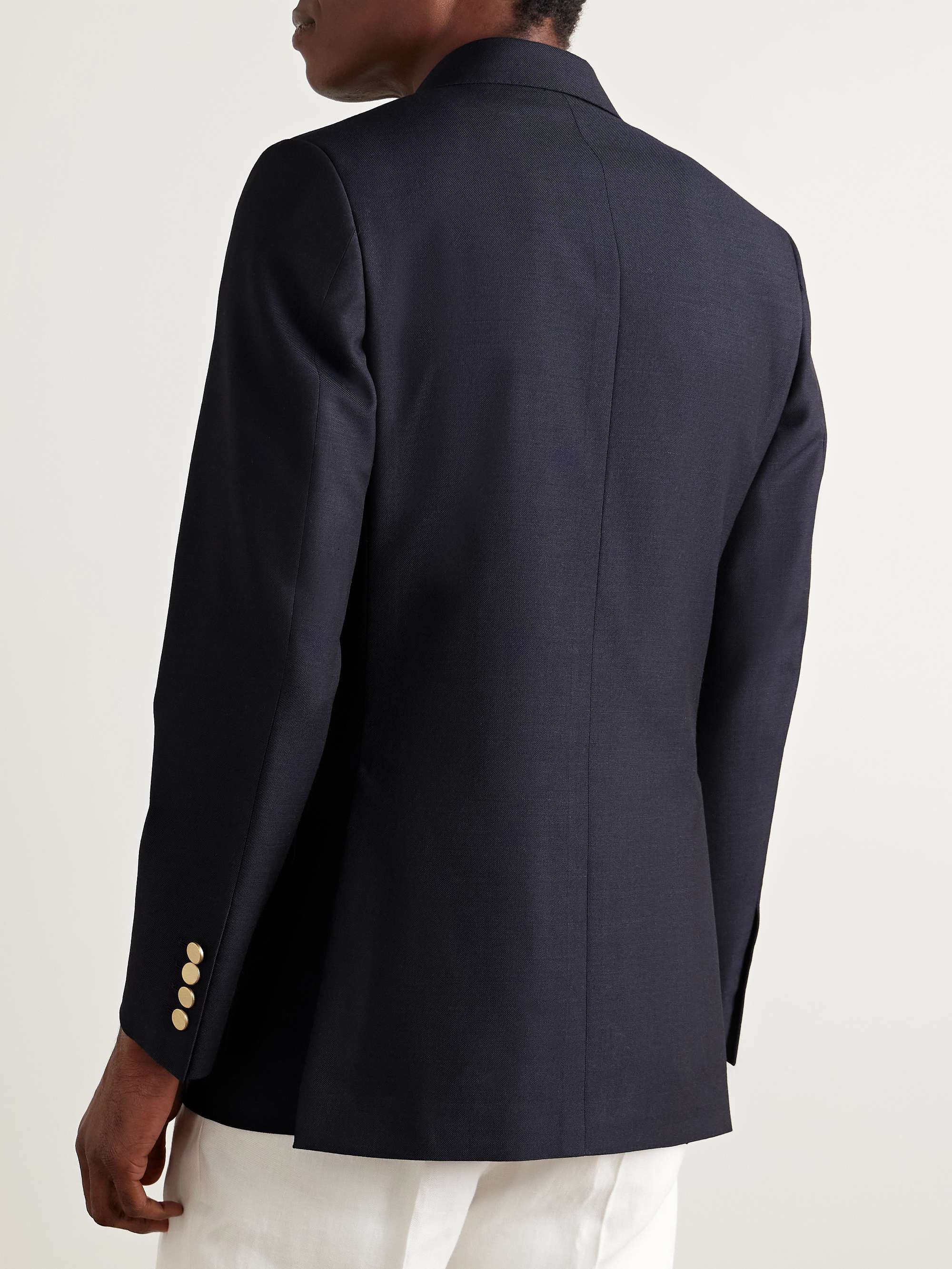 Double-Breasted Wool and Mohair-Blend Twill Blazer view